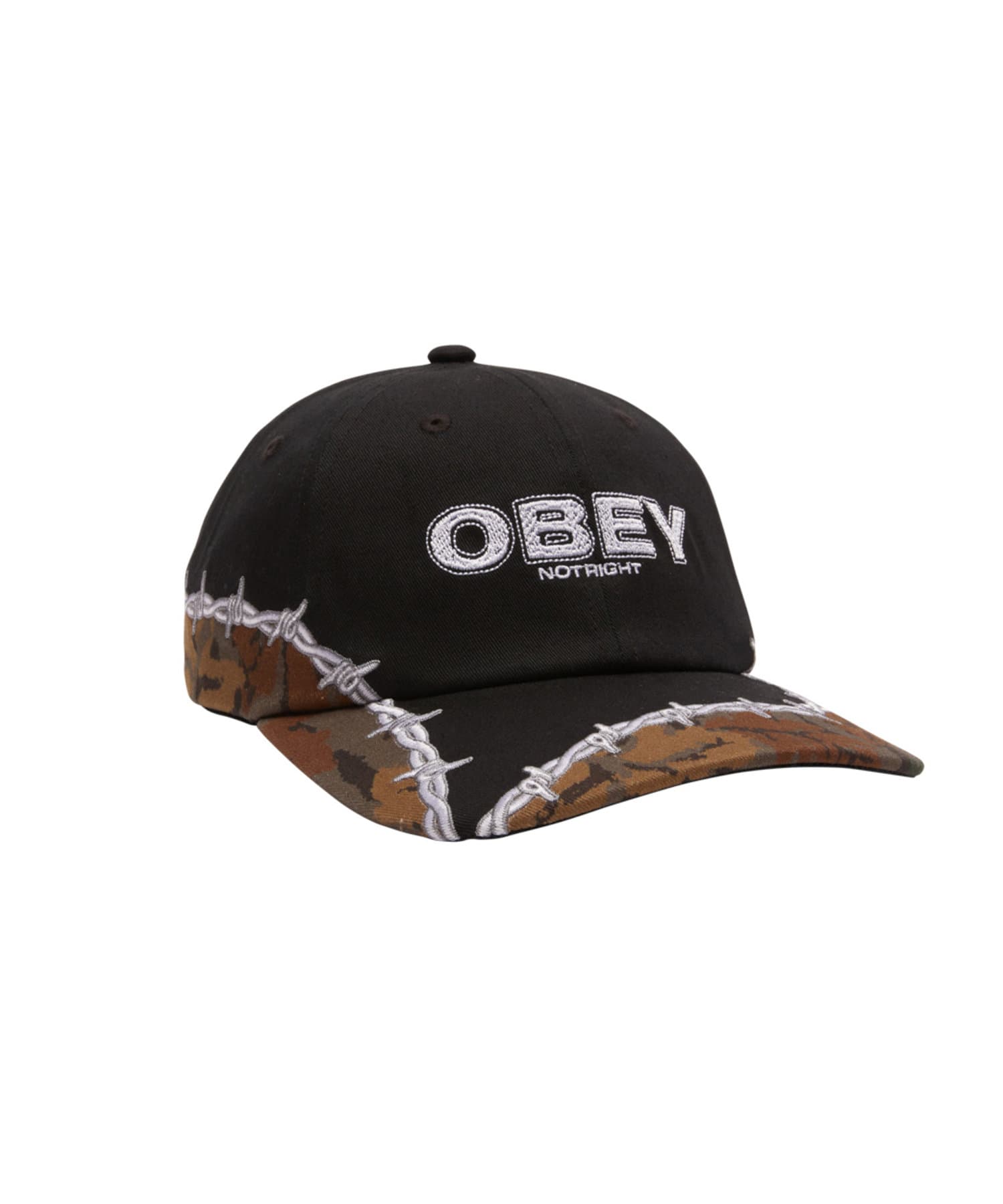 WHO'S WHO gallery(フーズフーギャラリー) メンズ 【OBEY】NOT RIGHT 6 PANEL VELCRO BACK ブラック