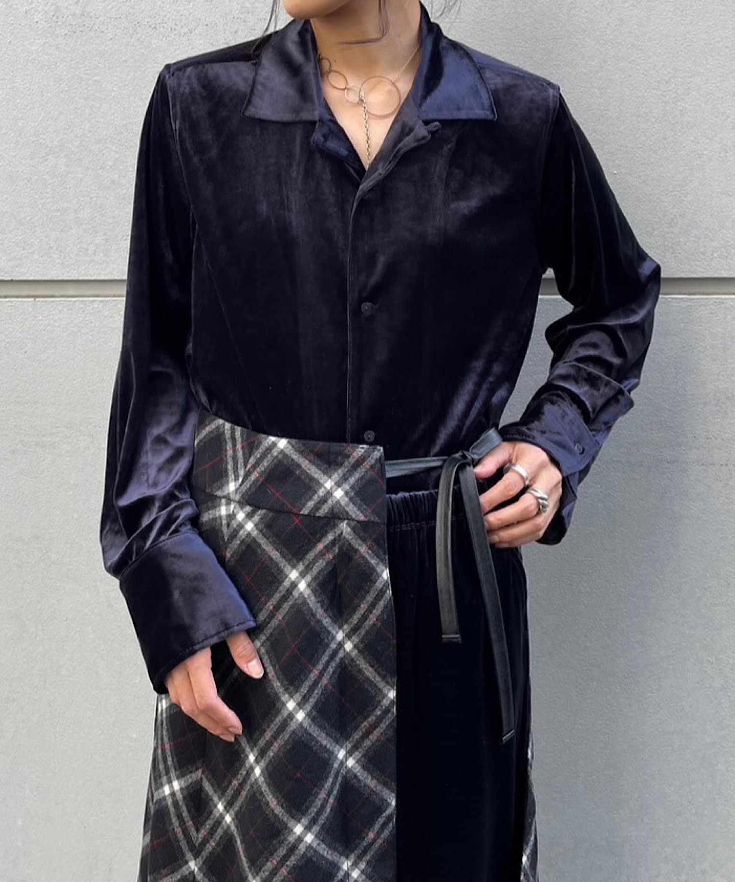 Pasterip(パセリ) レディース Cozy set up velour shirt ネイビー