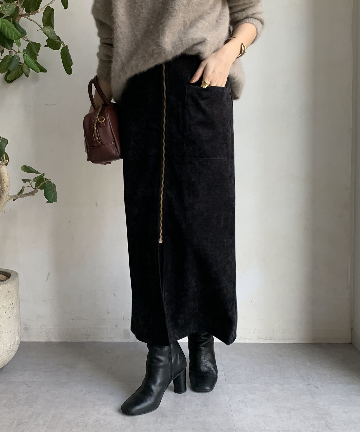 モワティエ　別珍袖フレアージャケット、別珍ハイウエストスカート WEB限定】ビンテージ別珍ジップタイトスカート | DOUDOU(ドゥドゥ