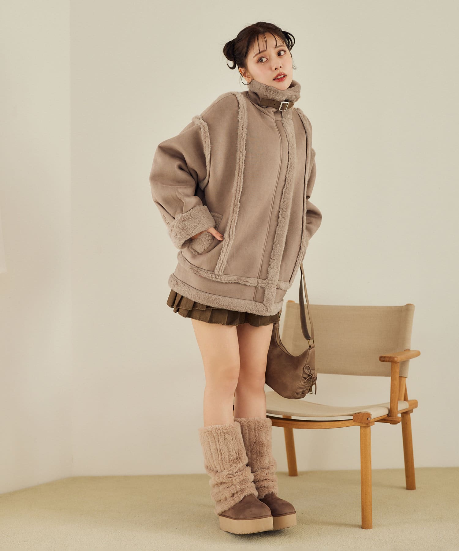 one after another NICE CLAUP(ワンアフターアナザー ナイスクラップ) 【新色追加／完売色再販売】ドロストポケ付きリボンショルダーバッグ