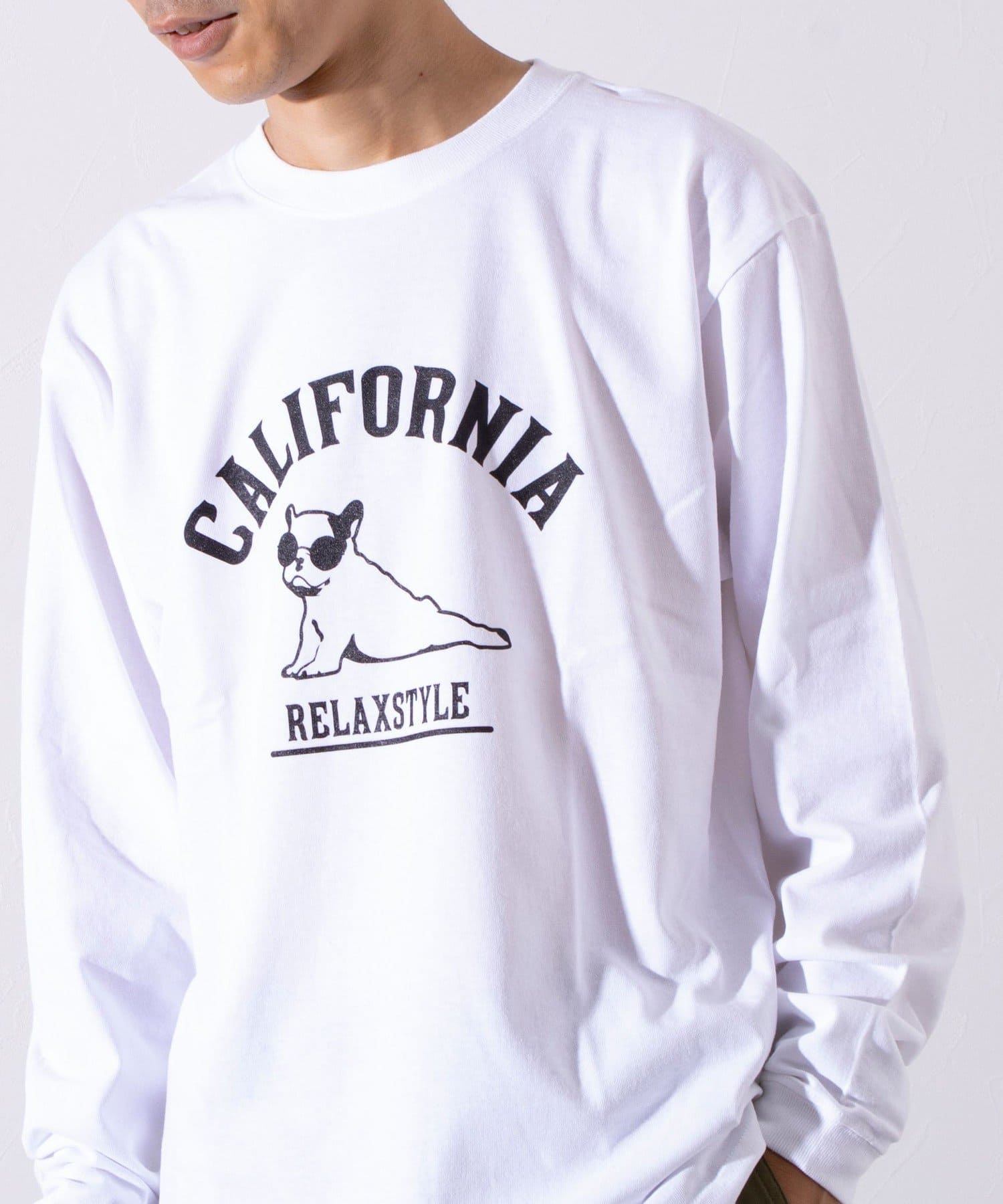 FREDY & GLOSTER(フレディ アンド グロスター) 【GLOSTER】ヨガ犬 クルーネック ロングスリーブ 長袖プリントTシャツ