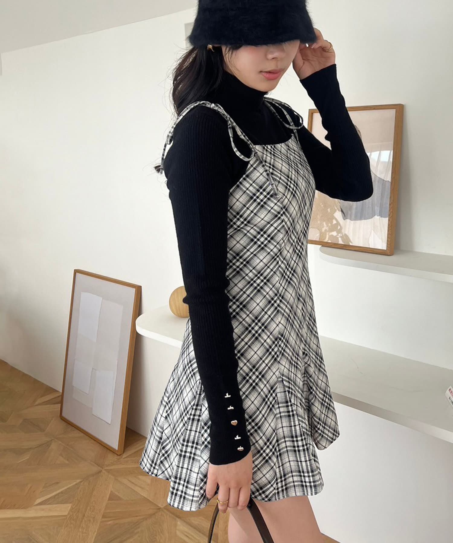 kiss the club ミニワンピース ブラック 黒 リボン プリーツ kiss the club ミニワンピース ブラック 黒 リボン プリーツ