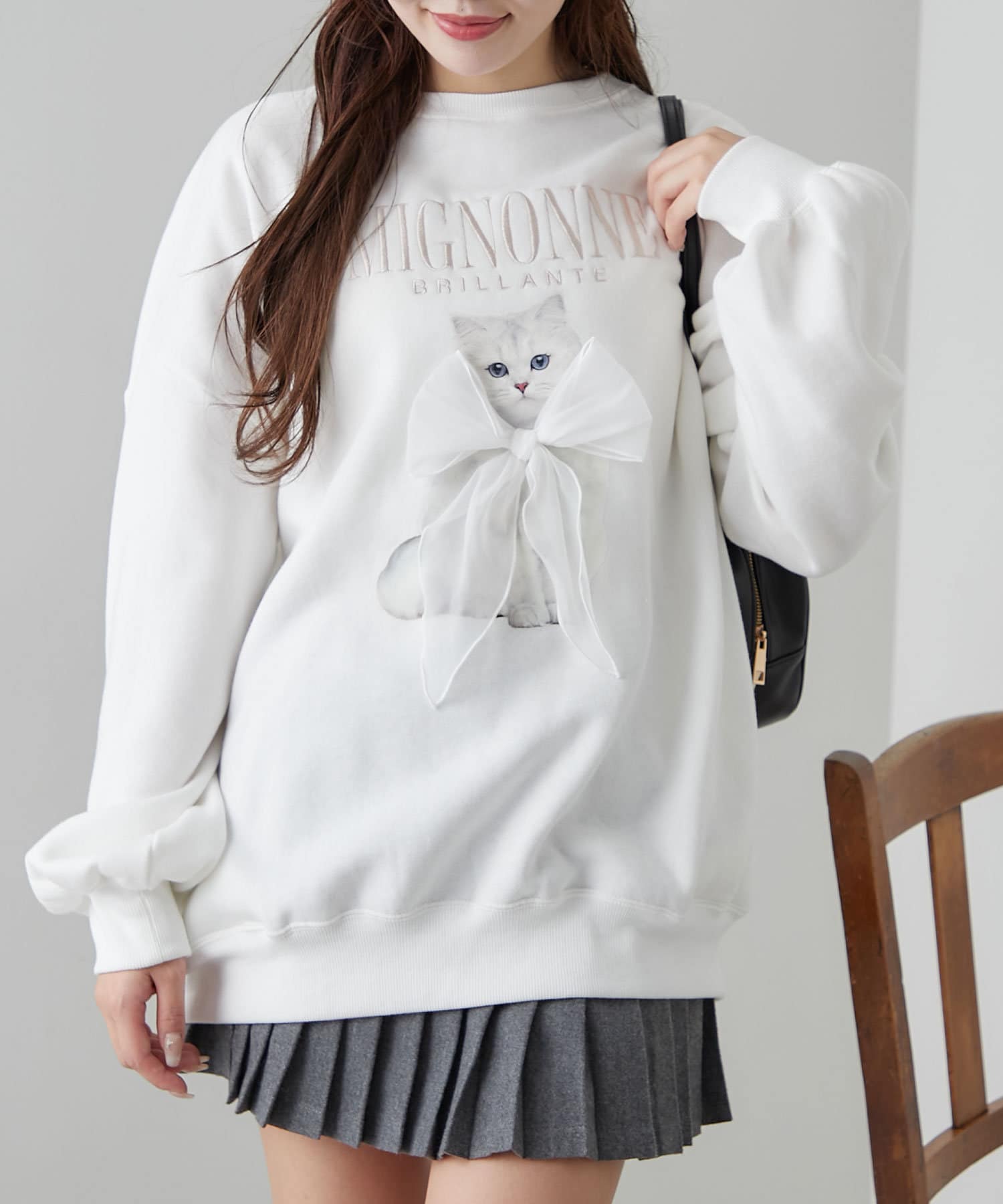 オリーブ デ オリーブ ★おめかしネコスウェット ・オフホワイト ネコスウェット（Tシャツ/カットソー）｜OLIVE des OLIVE