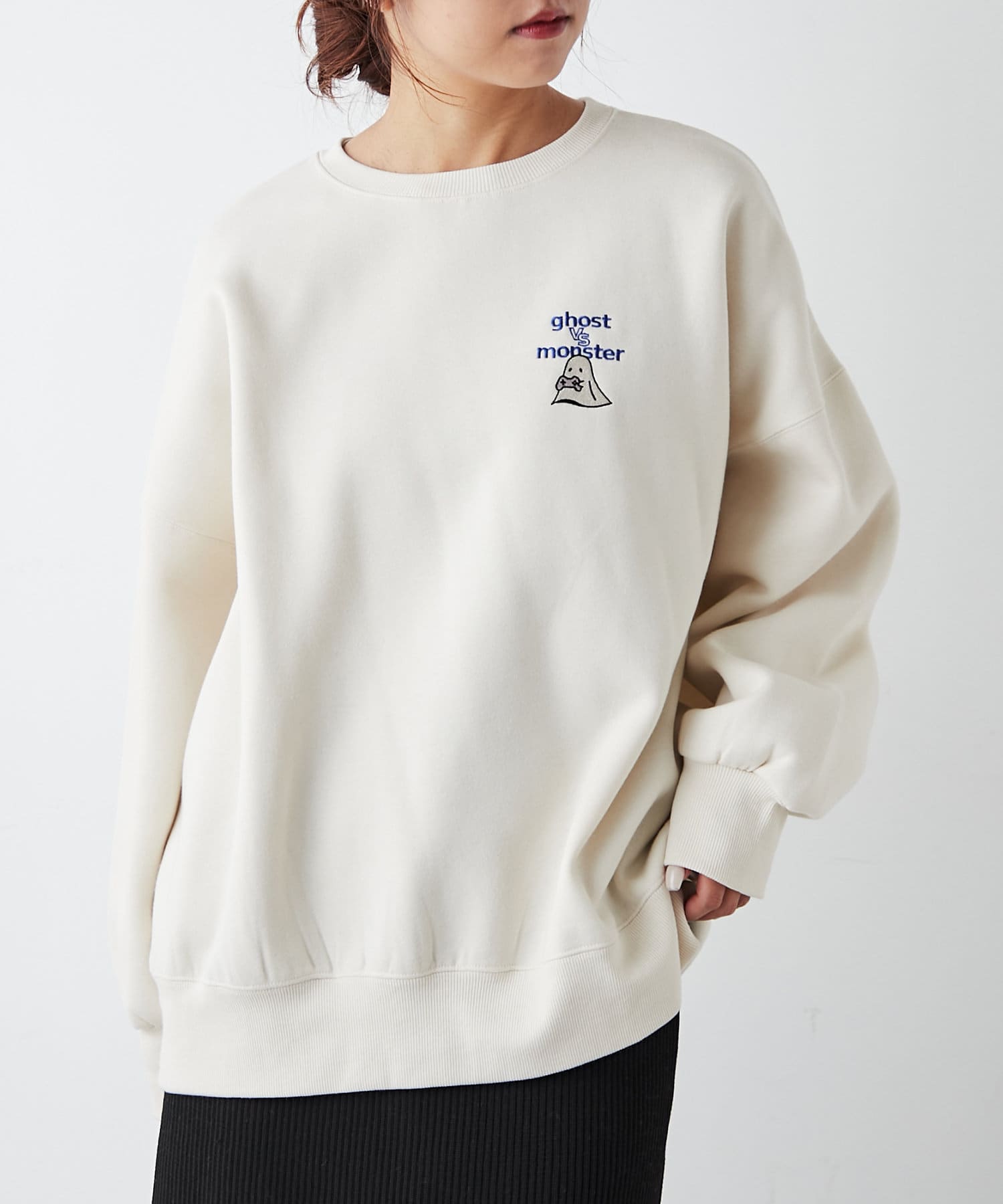 大人気デザイン】ゲームオバケプリント裏起毛スウェット
