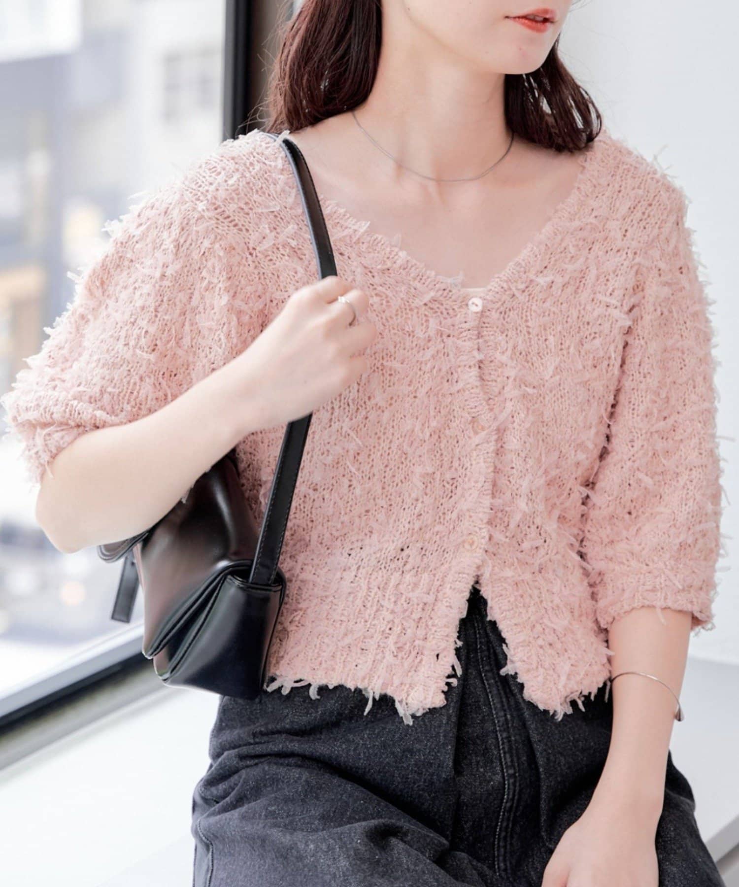 Kastane】チュールニット半袖カーディガン | OUTLET