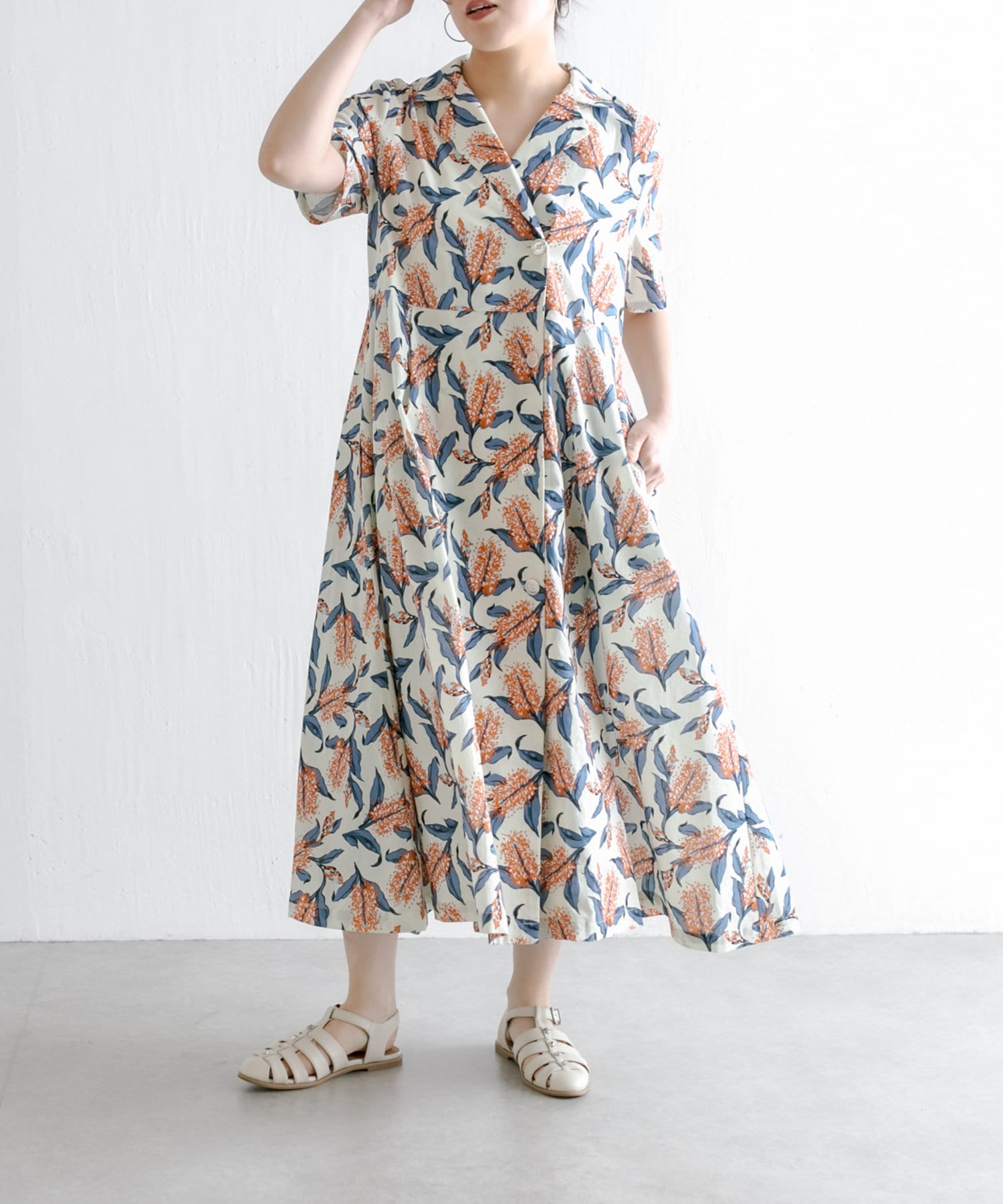 ear PAPILLONNER】花柄ロングシャツワンピース | OUTLET(アウトレット