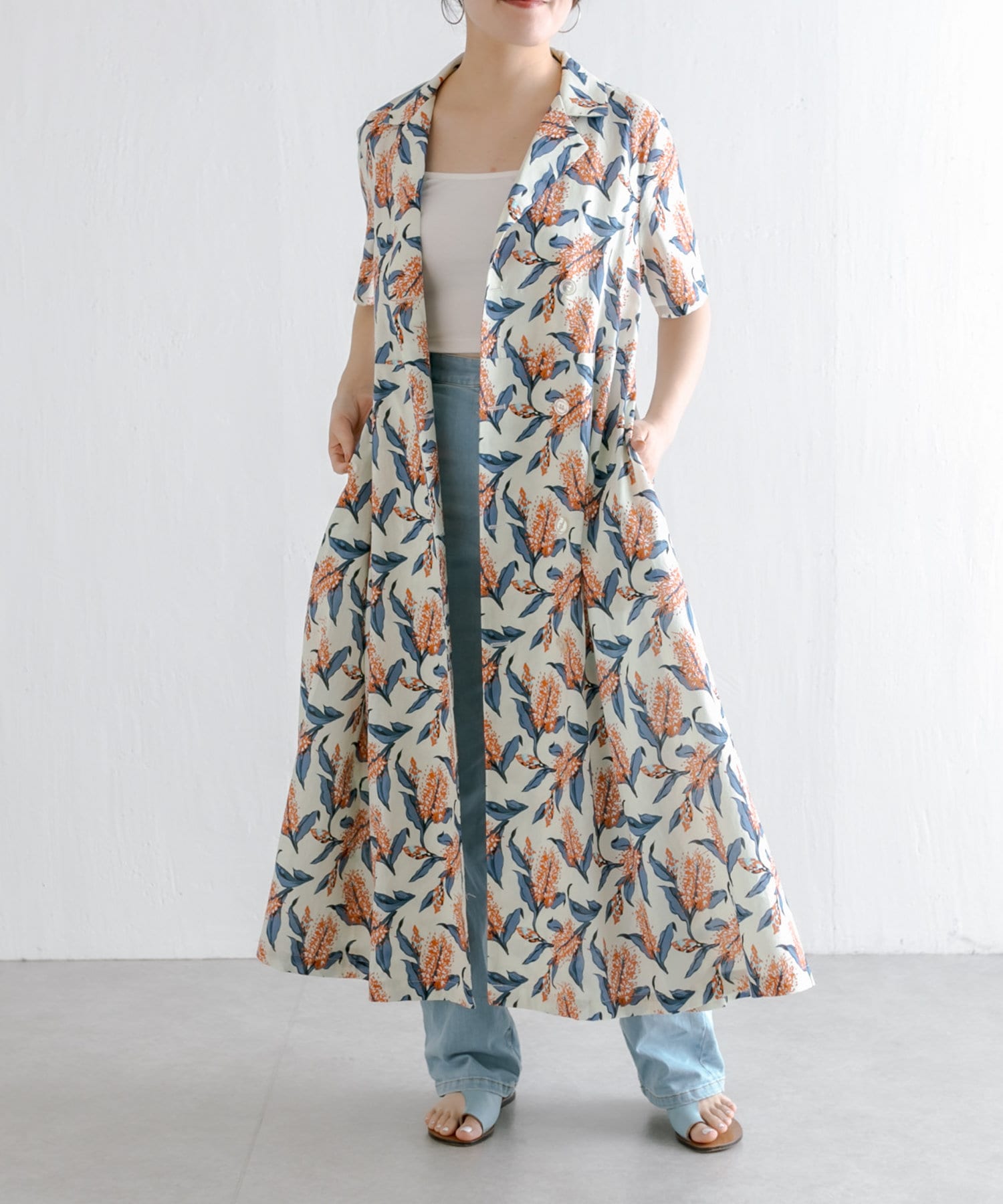 ear PAPILLONNER】花柄ロングシャツワンピース | OUTLET(アウトレット