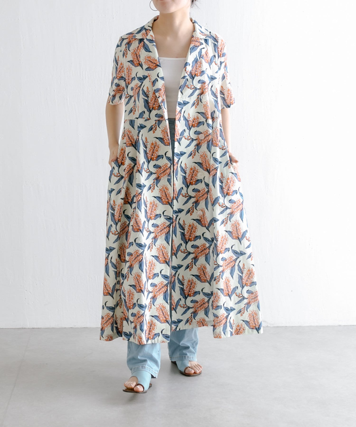 ear PAPILLONNER】花柄ロングシャツワンピース | OUTLET(アウトレット 