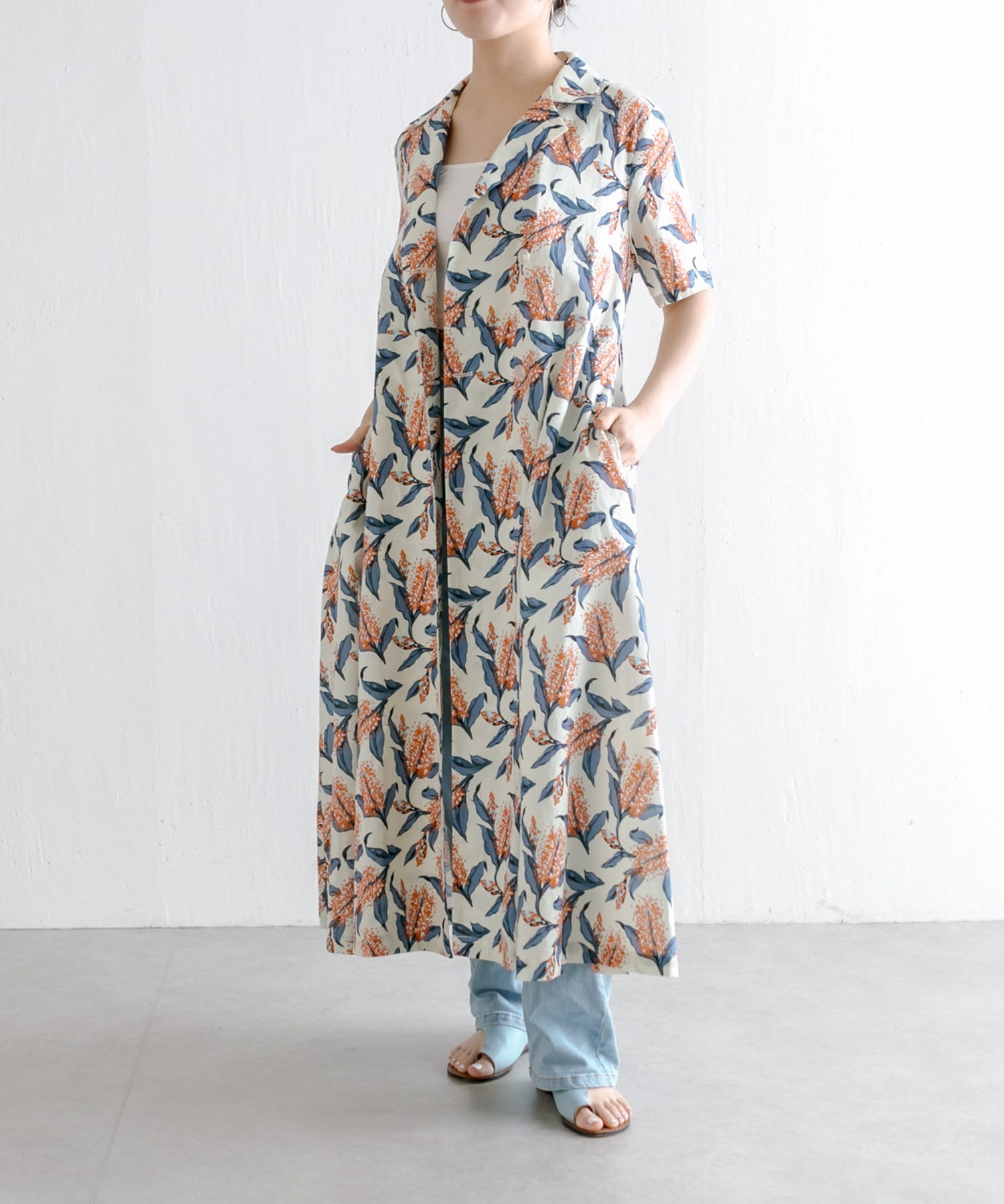 ear PAPILLONNER】花柄ロングシャツワンピース | OUTLET(アウトレット