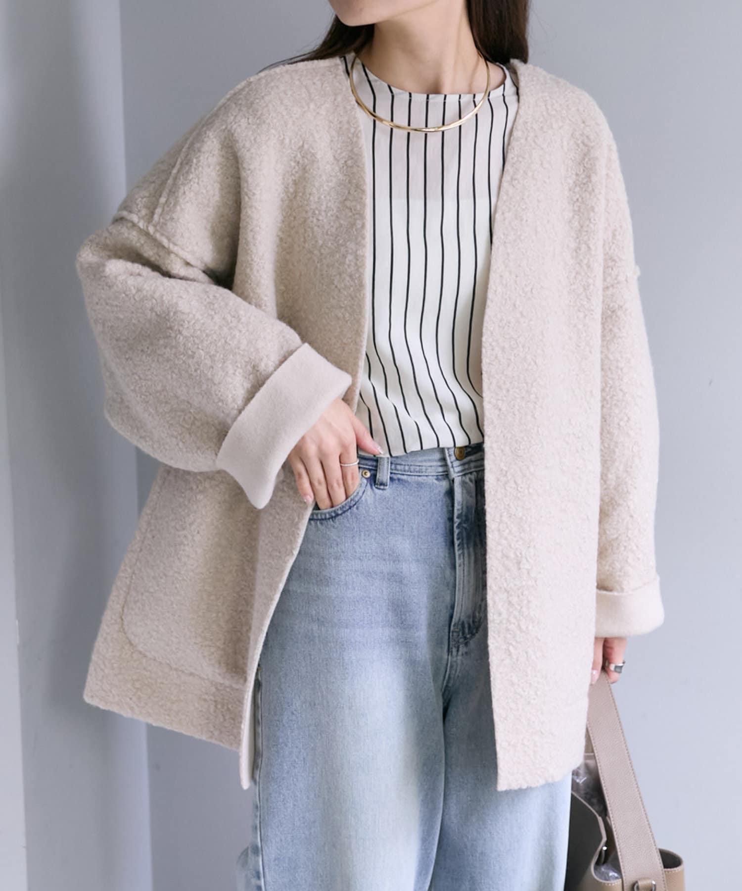 WEB限定】フェイクリングウールリバーシブルトッパージャケット