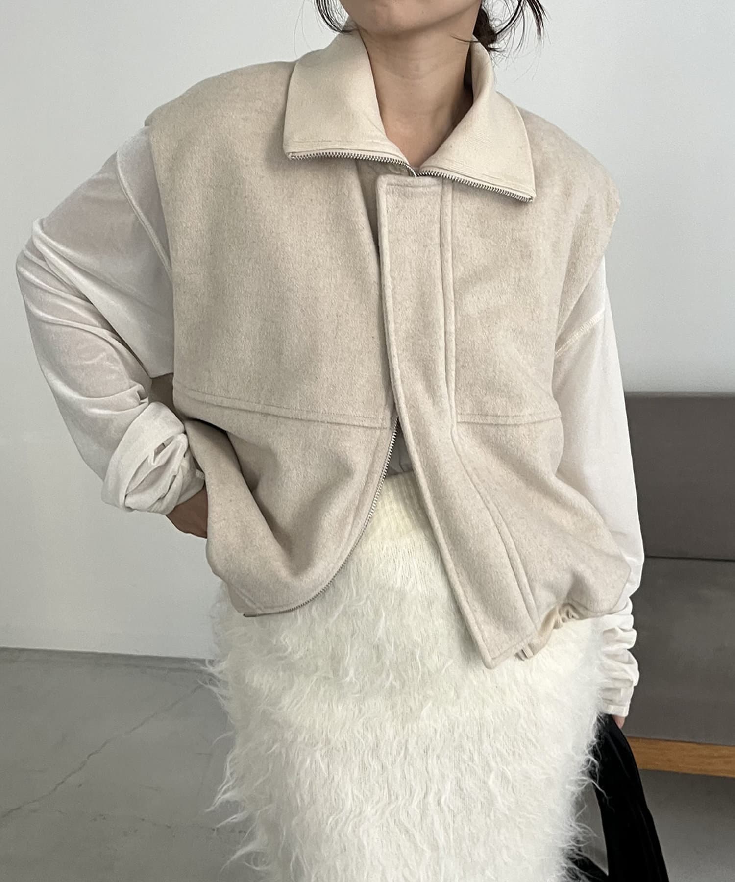CAPRICIEUX LE'MAGE ウール混スタンドベスト CAPRICIEUX LE'MAGE｜ウール混スタンドベスト | Rakuten Fashion