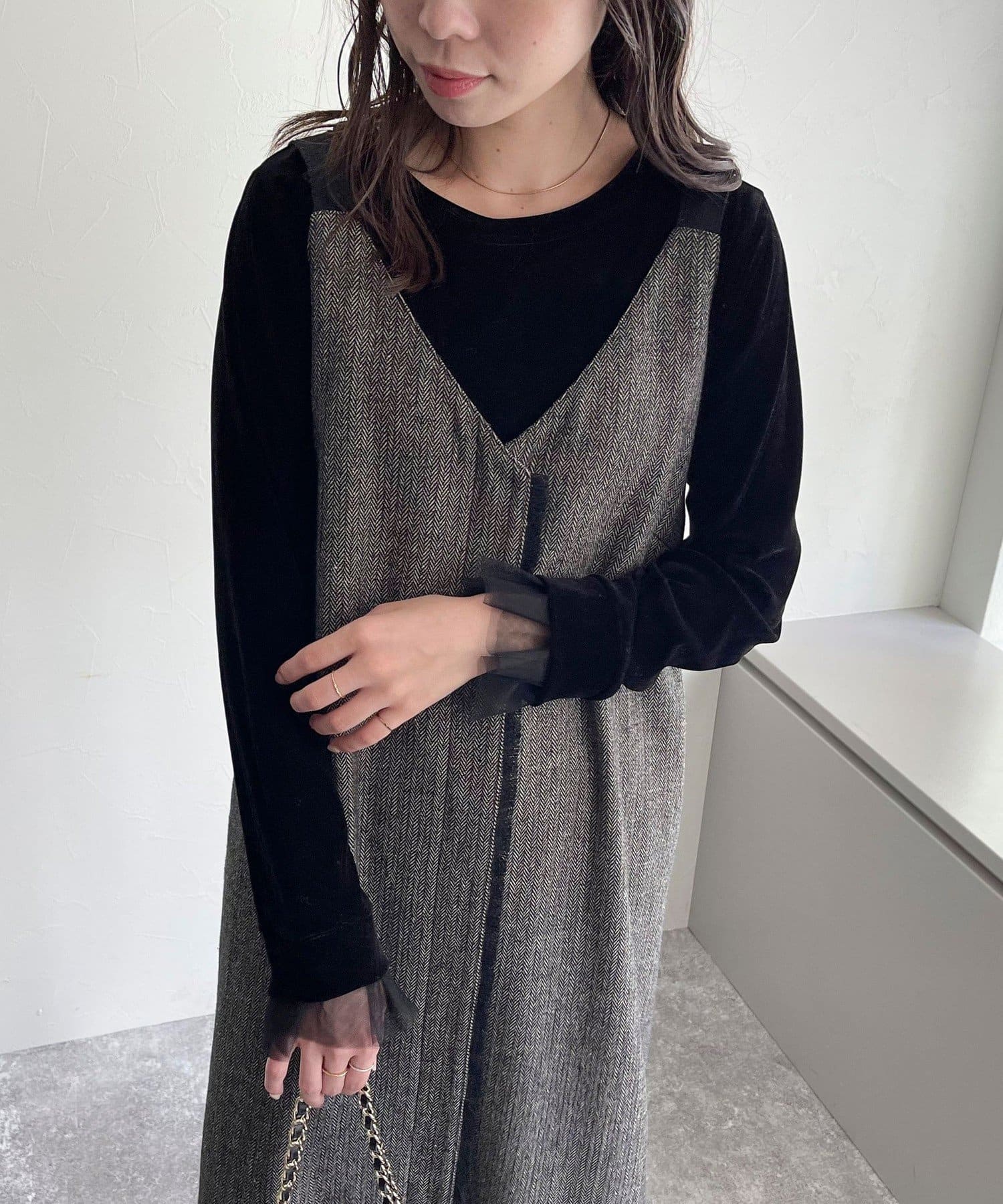 【新品タグ付】アルページュストーリー　刺繍キャミワンピース　黒　M Amazon.co.jp: [拼衣坊] チュールキャミワンピース レディース