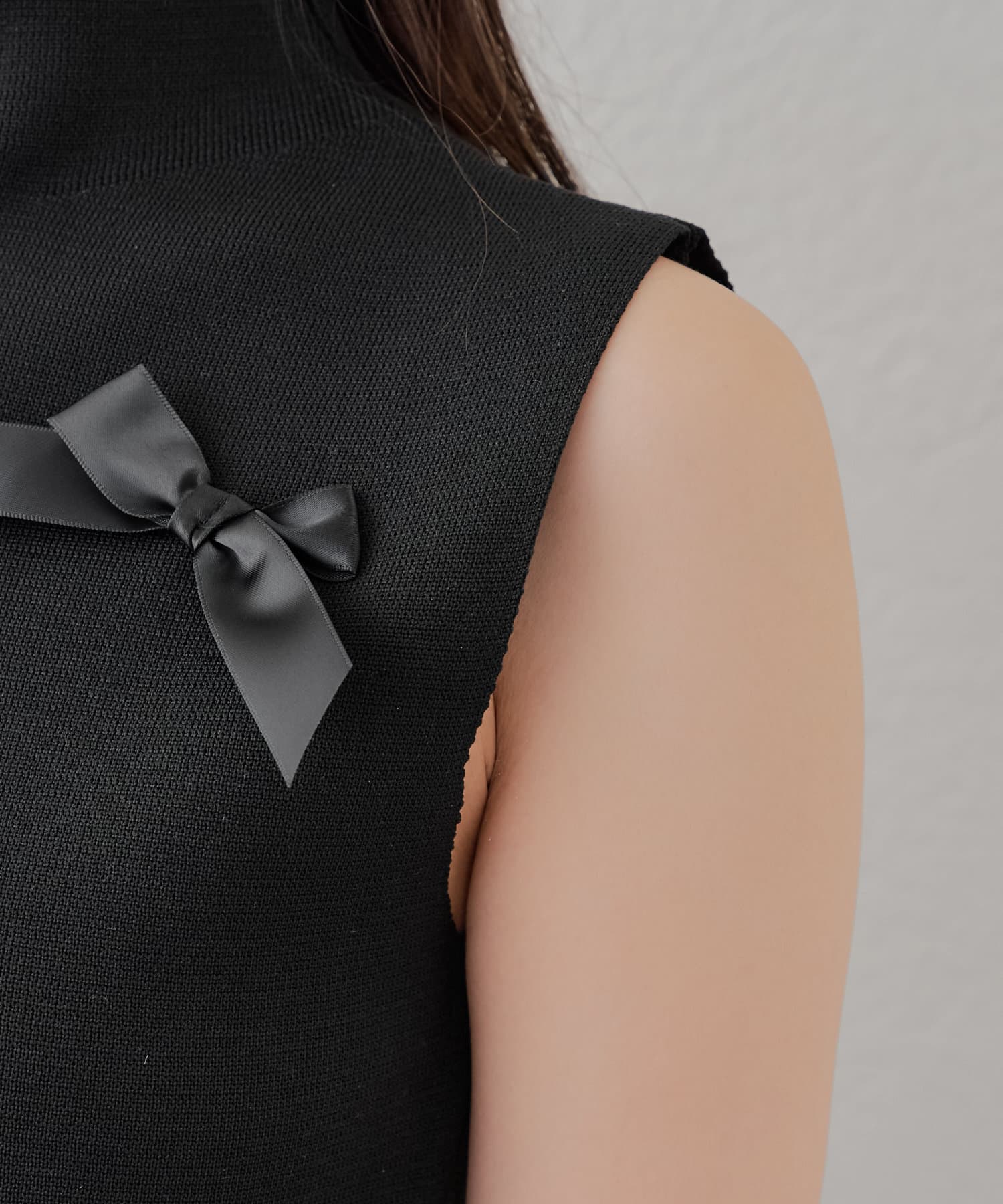 OUTLET(アウトレット) 【Chico】ノースリーブハイネックリボンニット