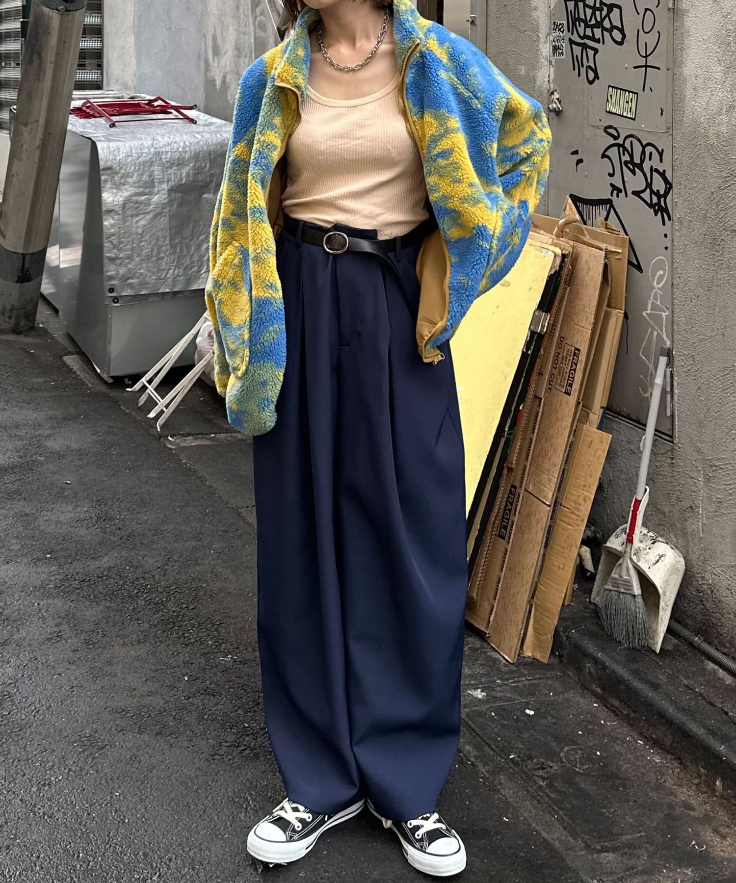 CIAOPANIC(チャオパニック) オーバーサイズ総柄ボアジャケット