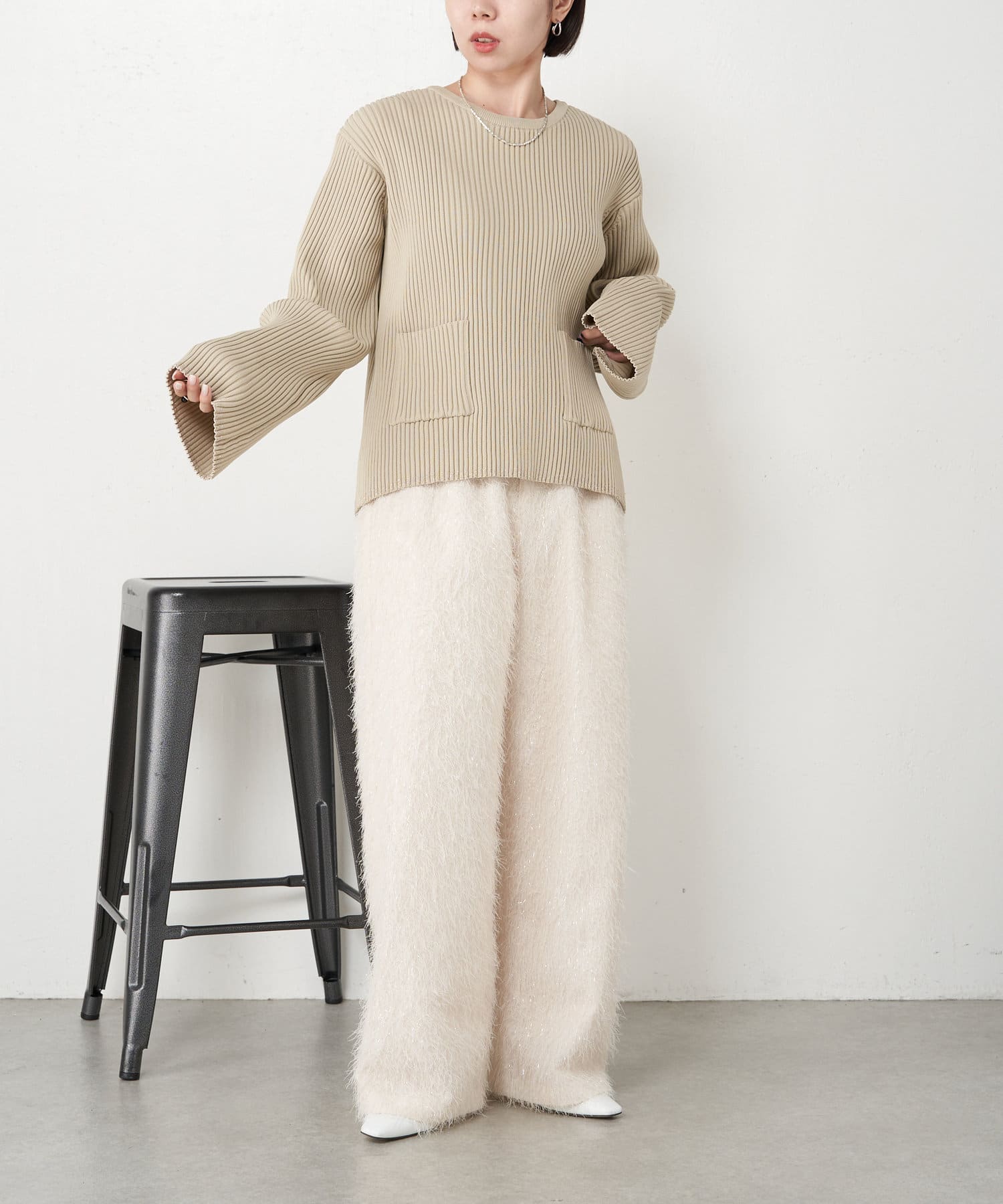 Jena espace merveilleux ベージュ　ニット　2way Jena espace merveilleux ベージュ ニット 2way - メルカリ