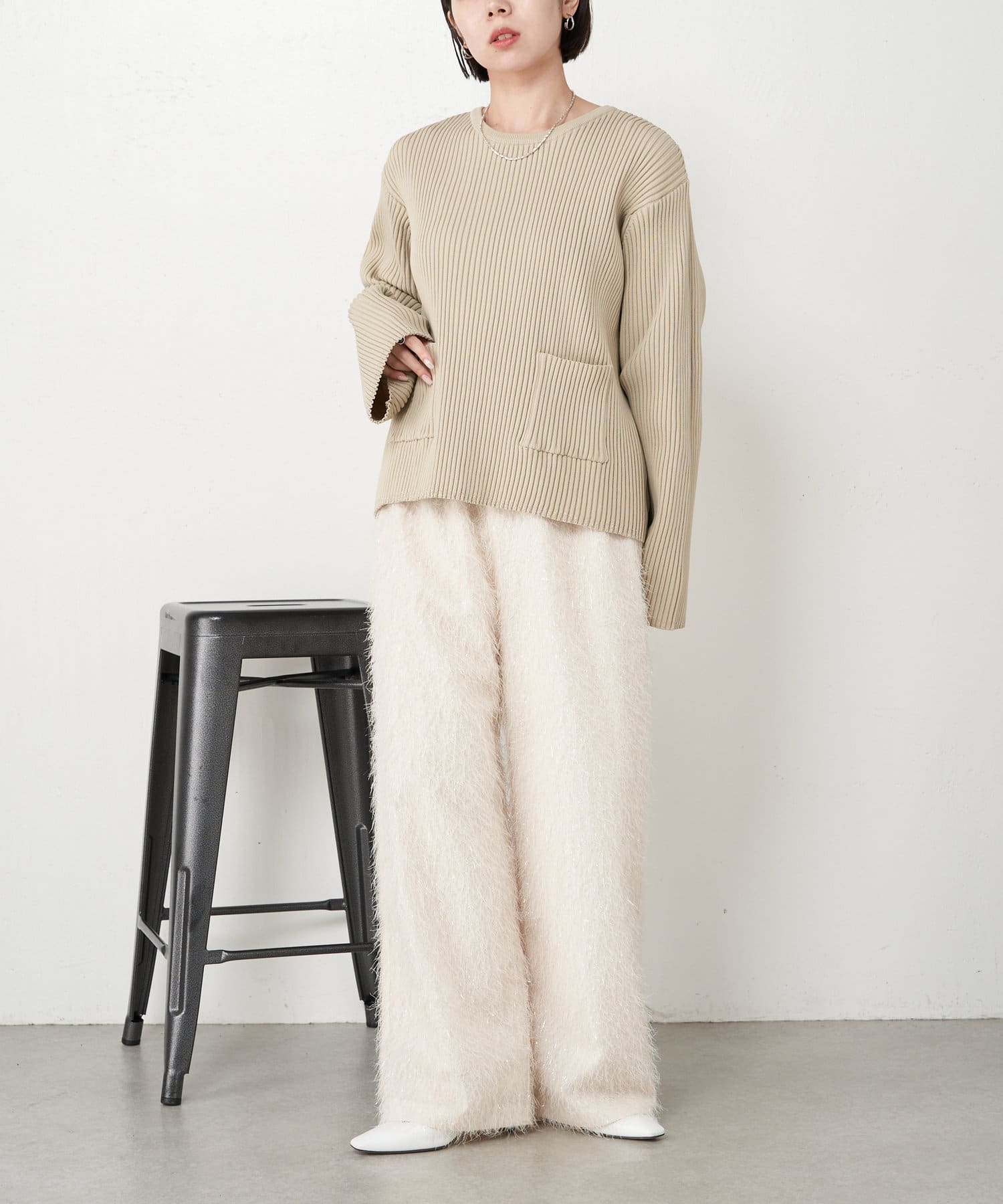 メル32195 ソフトメルトン ワイドパンツ col.Gray | PEOPLE | ピープル