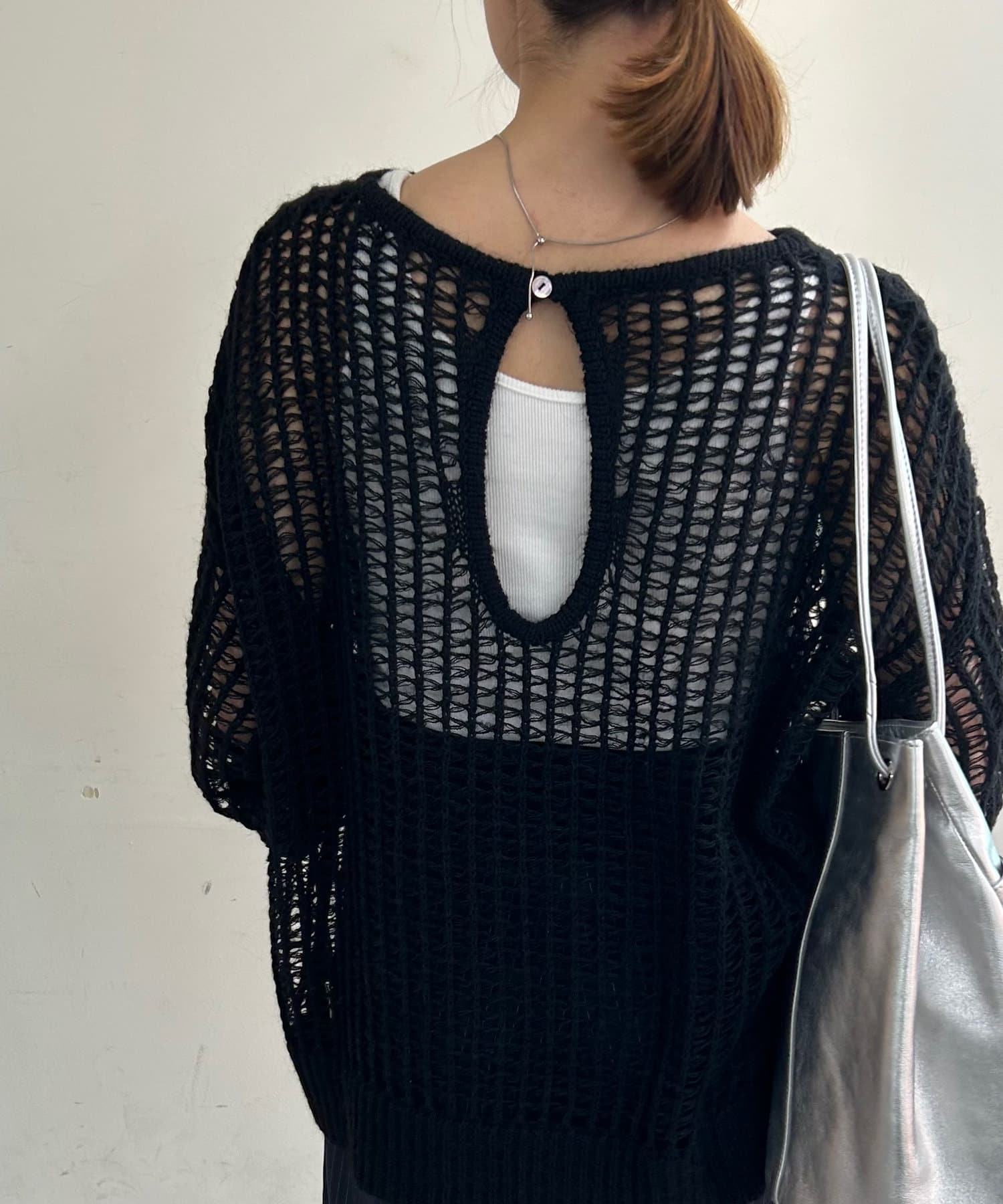 OUTLET(アウトレット) 【SHENERY】透かし編みバックオープンニット