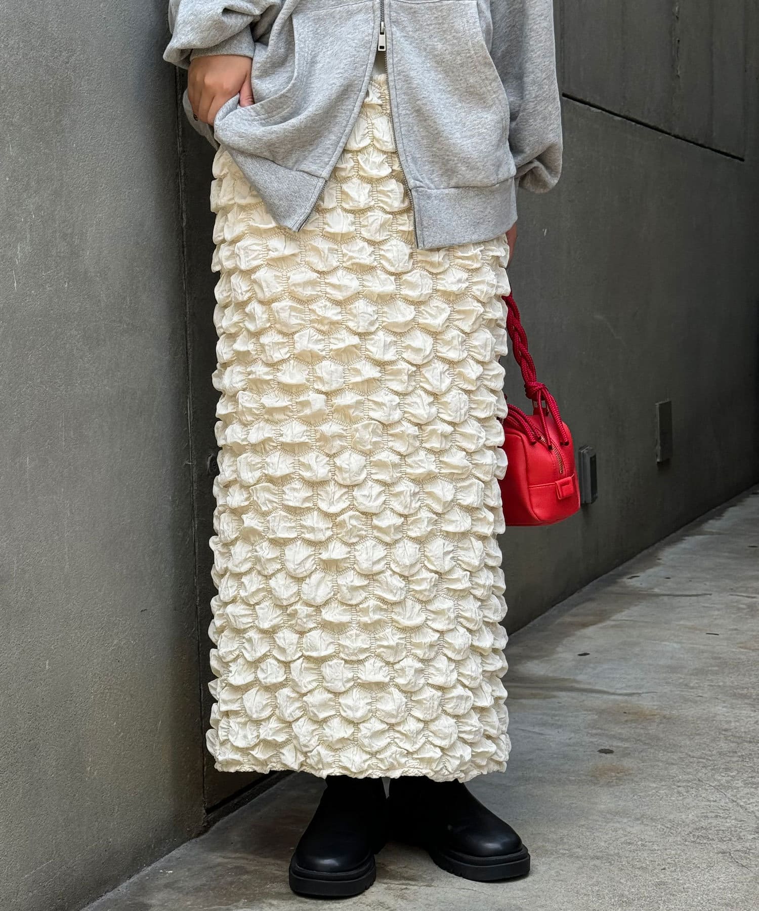 OUTLET(アウトレット) 【Ciaopanic】ぽこぽこシャーリングIラインスカート