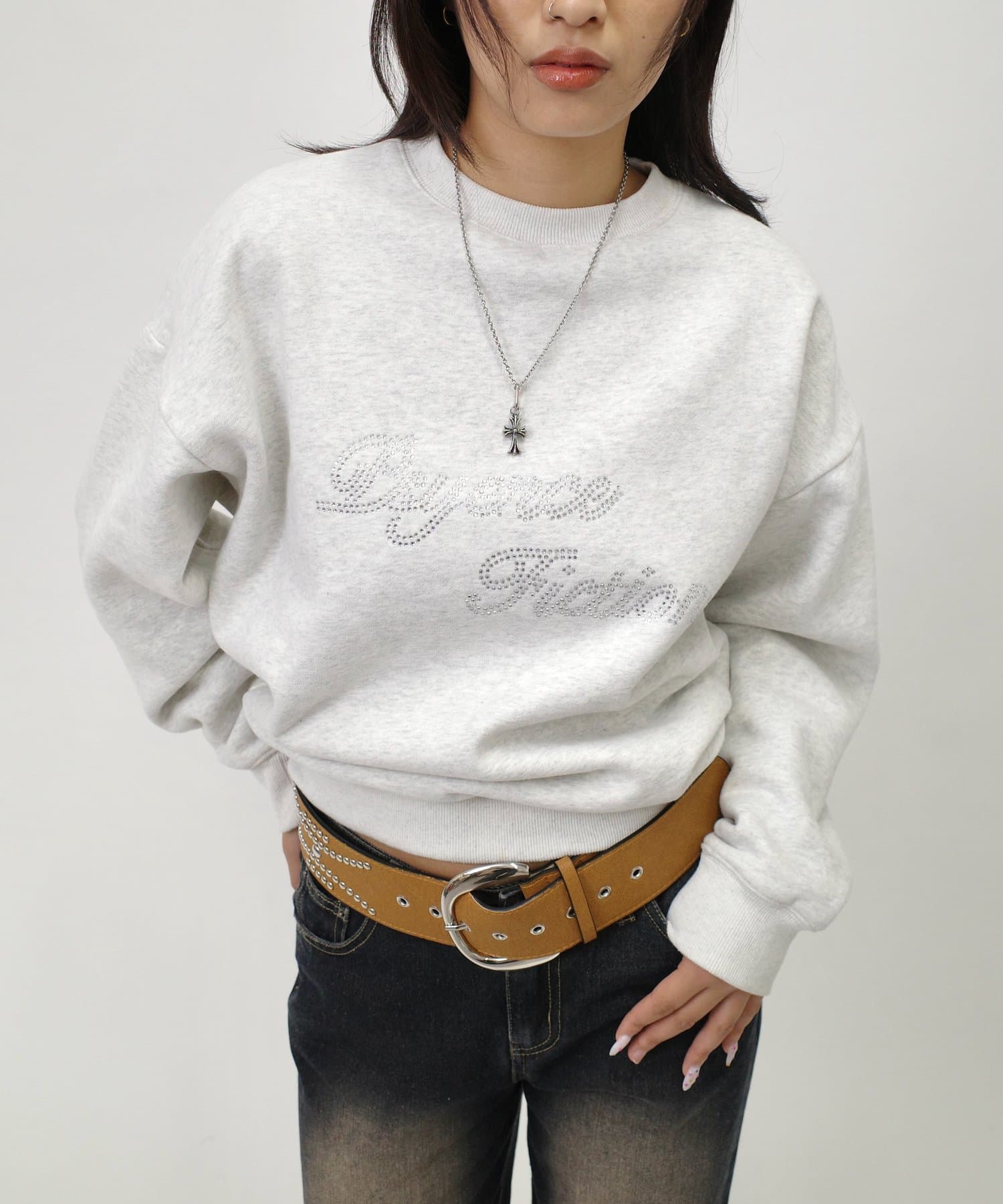 STONE  白スウェット STONE ISLAND ワッペンパッチ スウェット Cotton Round Neck