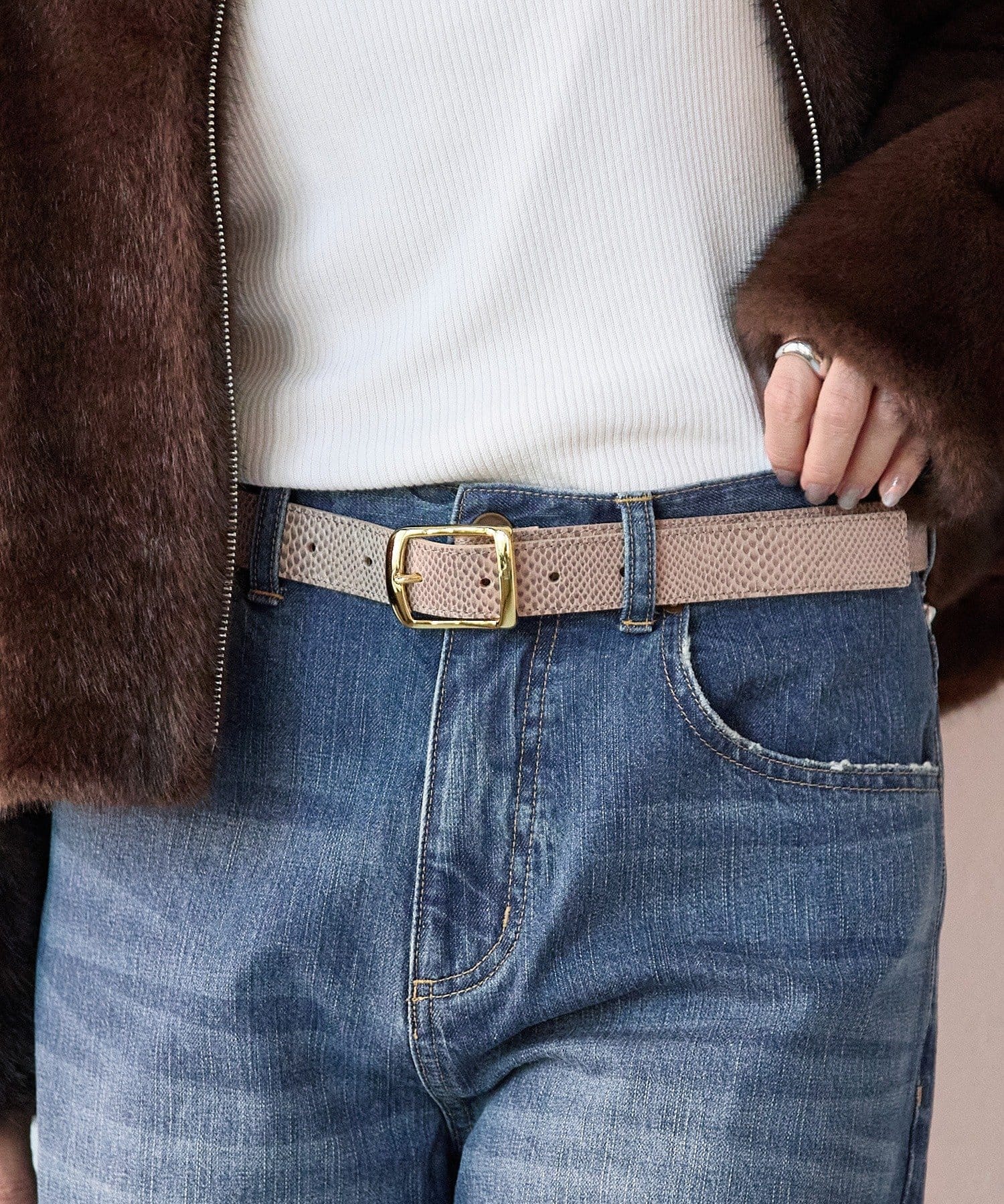 RIVE DROITE(リヴドロワ) 予約【新色追加/リピート続出/インフルエンサーSHIHO企画】【MONN.:.(モン)】型押しベルト/12月上旬お届け予定