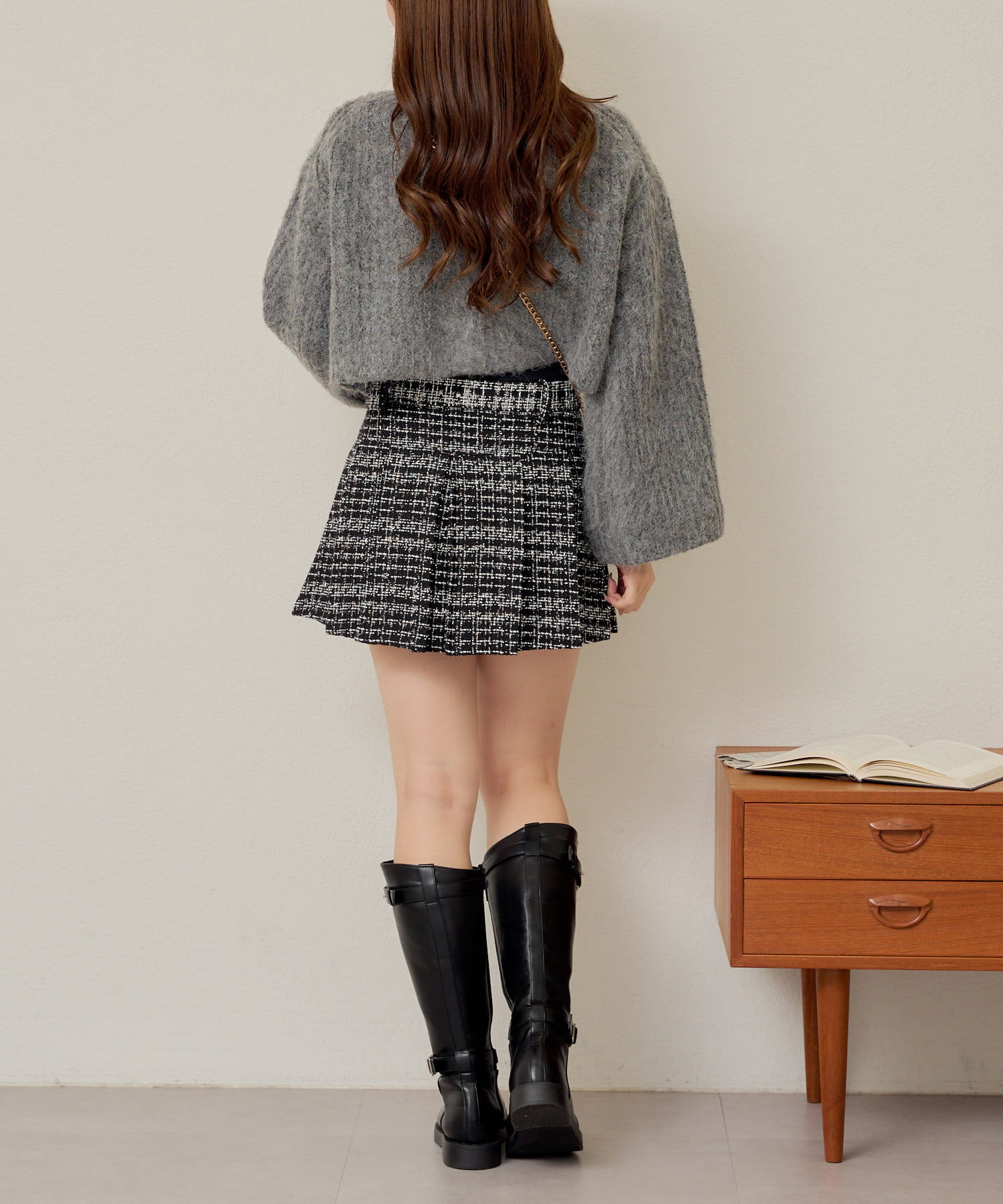 Remind me and forever(リマインドミーアンドフォーエバー) ラメツイードベルト付スカート