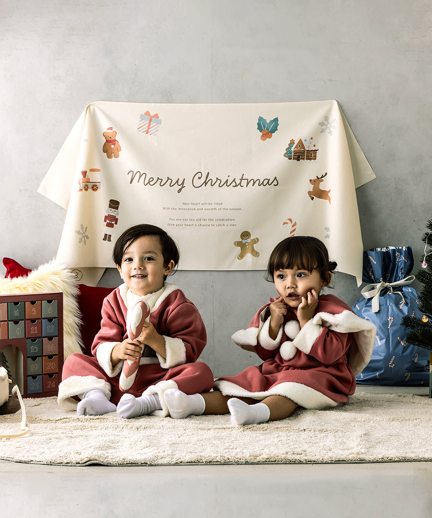 3COINS(スリーコインズ) 《2サイズ展開》KIDSサンタ帽子セット／Family Christmas