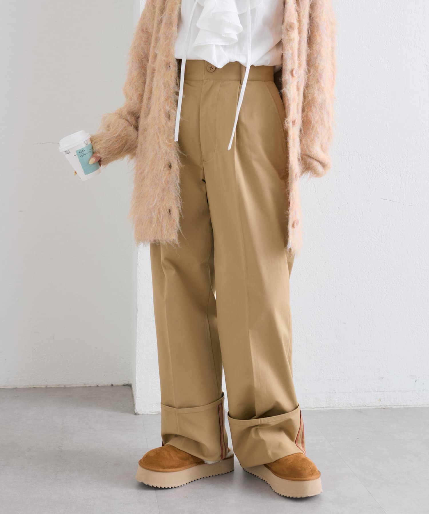 配色ステッチターンバックパンツ | w closet(ダブルクローゼット