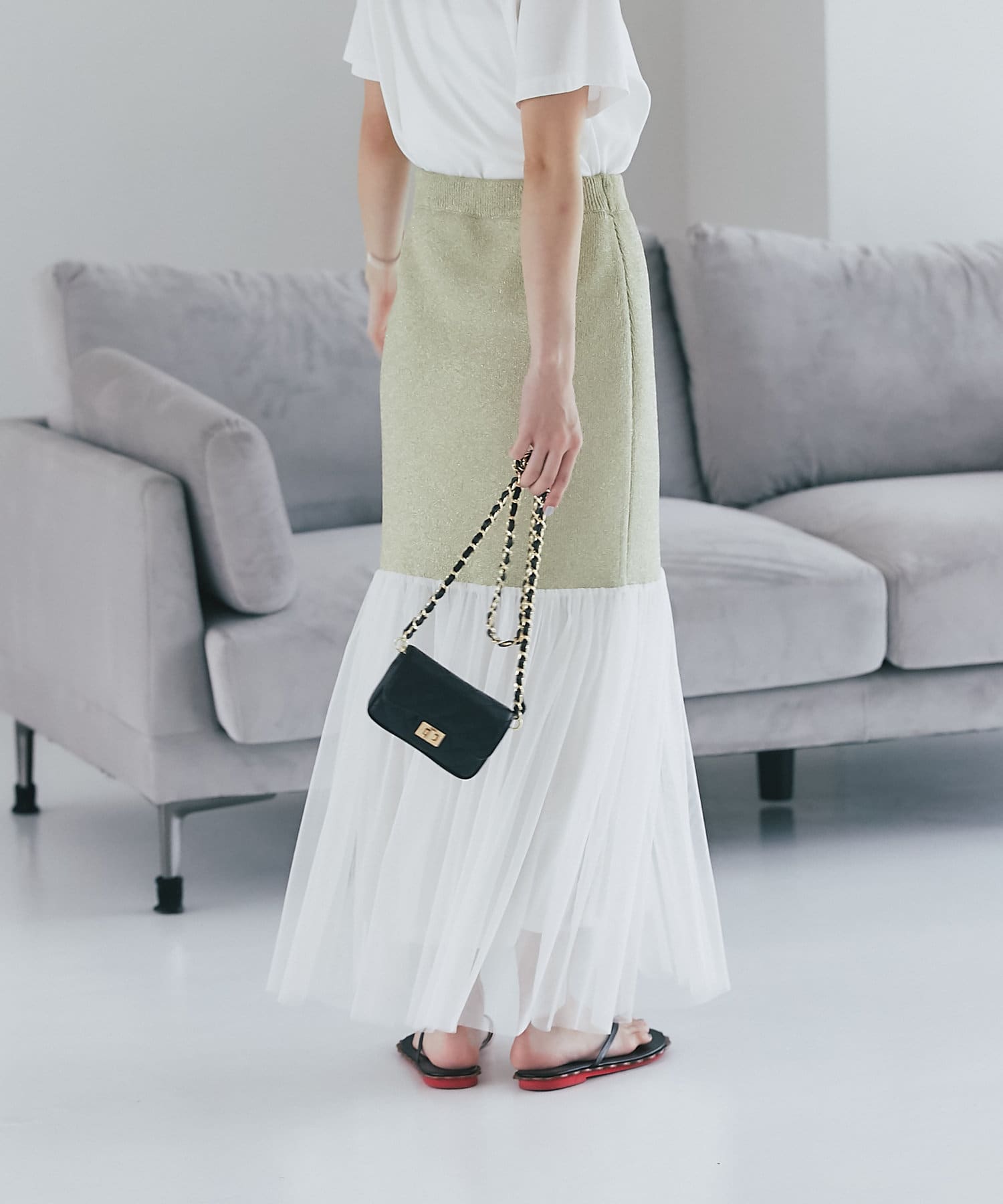 La boutique BonBon】ラメニットチュールスカート | OUTLET