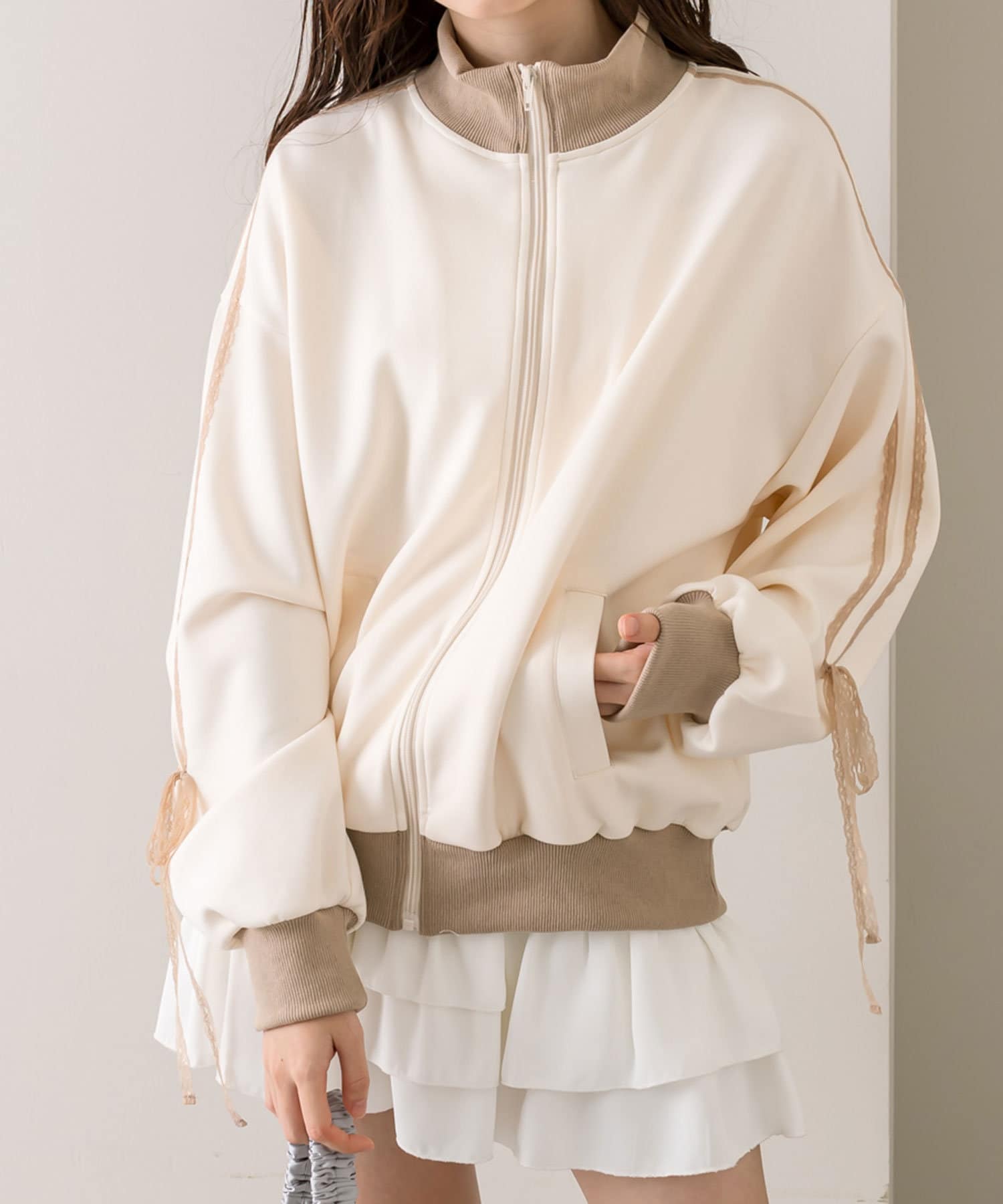 OLIVE des OLIVE レースリボントラックジャケット OLIVE des OLIVE/【OLIVE des OLIVE】レースリボントラック