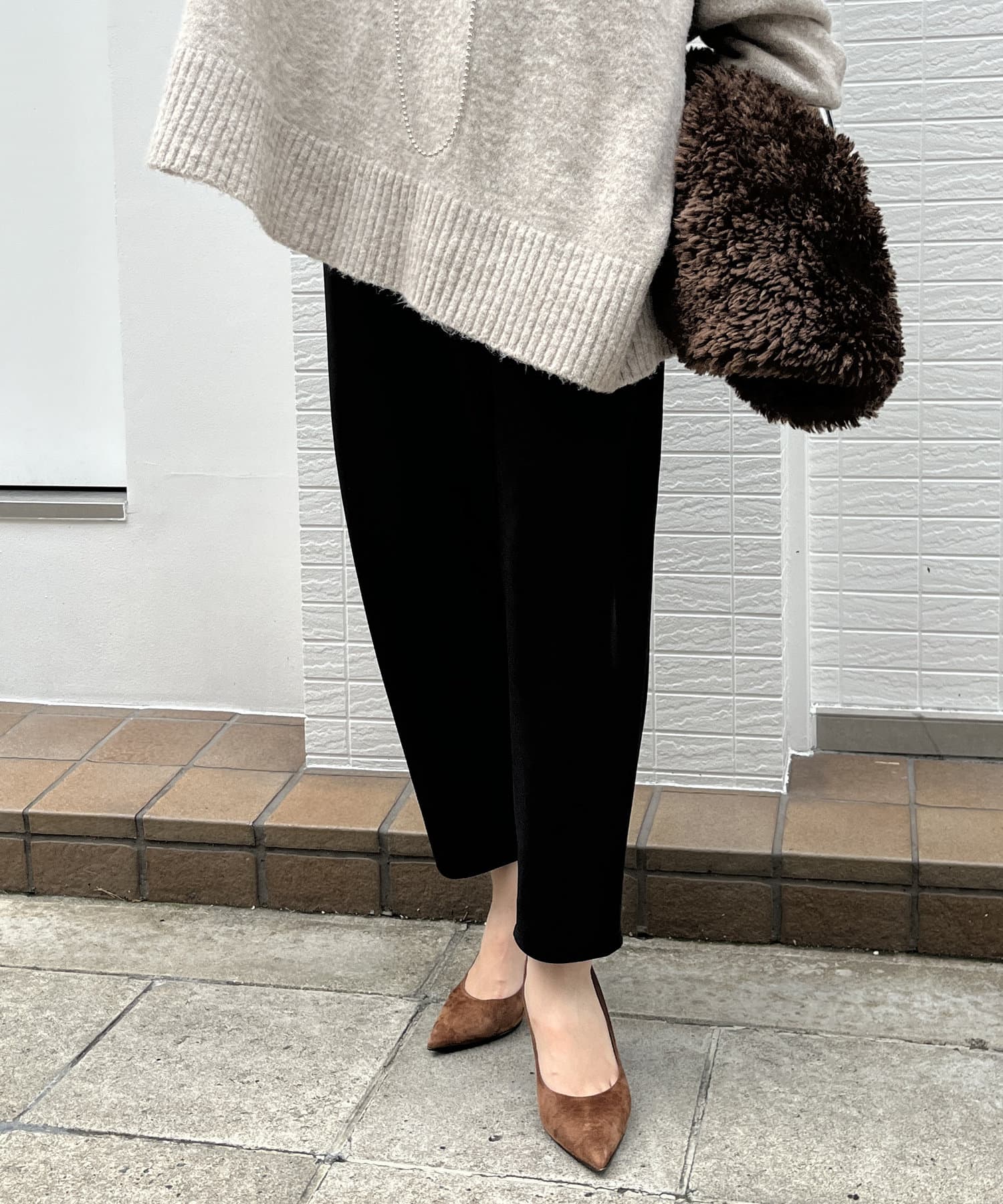 DOUDOU(ドゥドゥ) 【WEB限定】ストレッチサイドタックパンツ