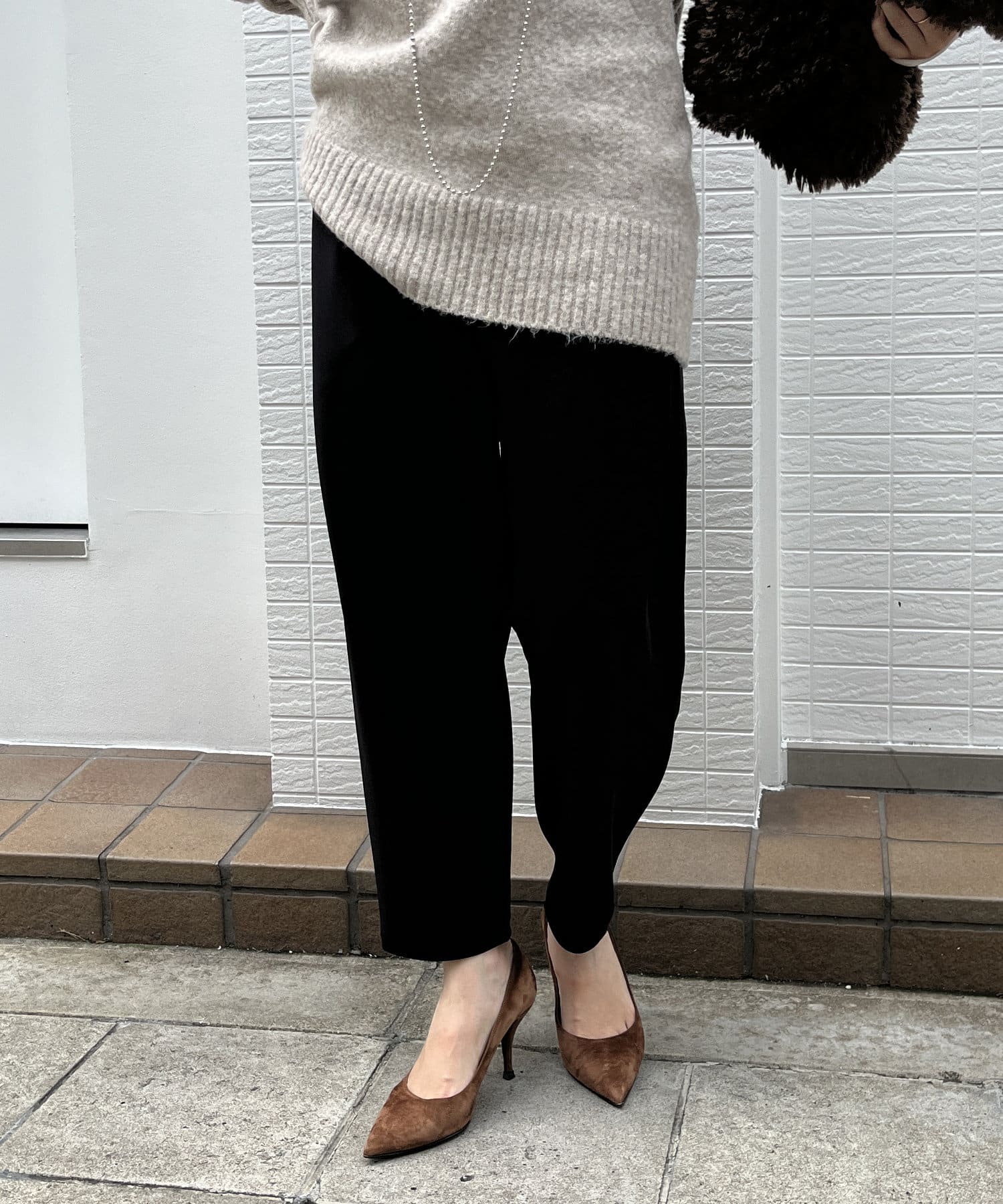 DOUDOU(ドゥドゥ) 【WEB限定】ストレッチサイドタックパンツ
