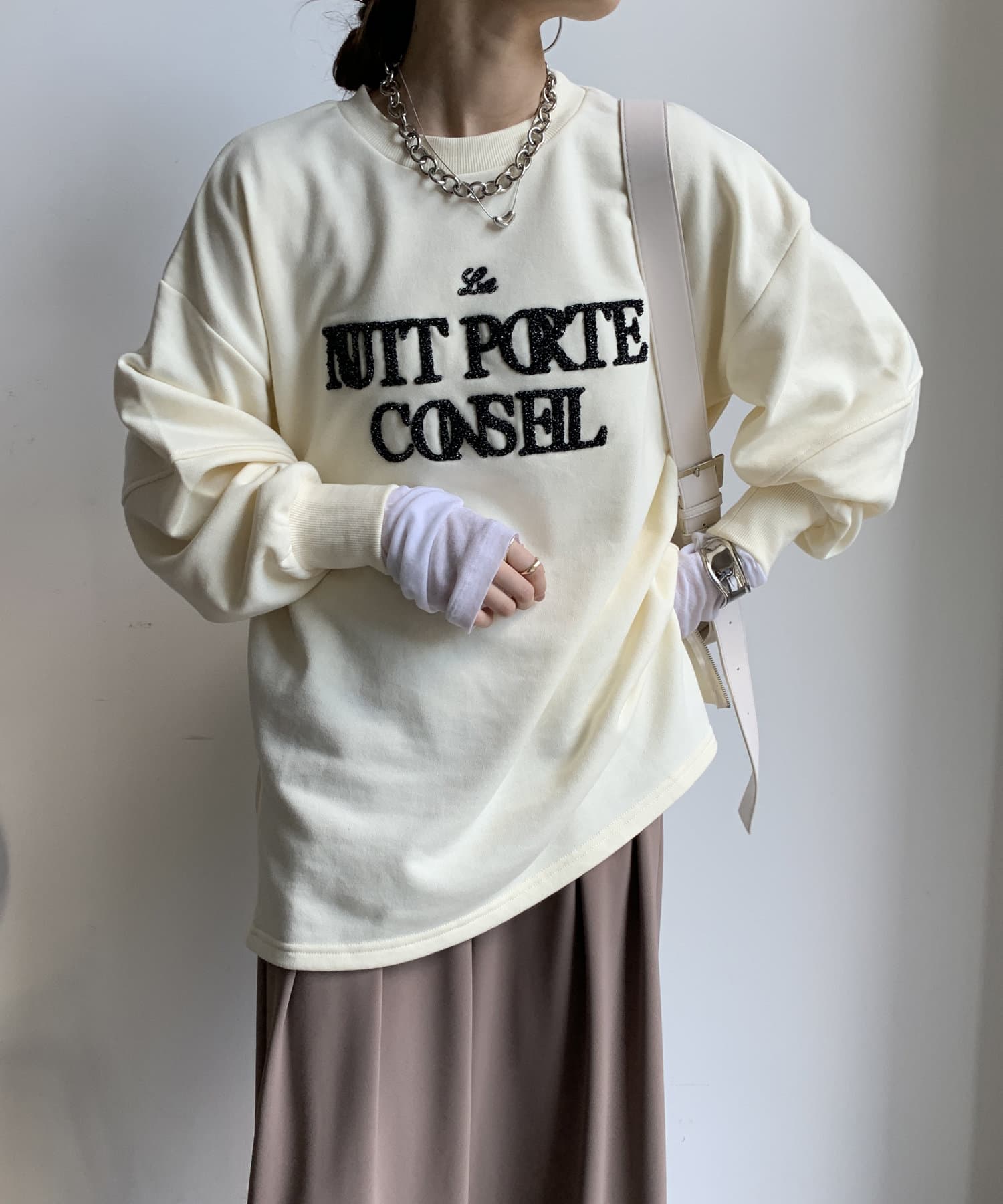 DOUDOU(ドゥドゥ) 【WEB限定】ラメサガラ刺繍ランタンスリーブチュニック
