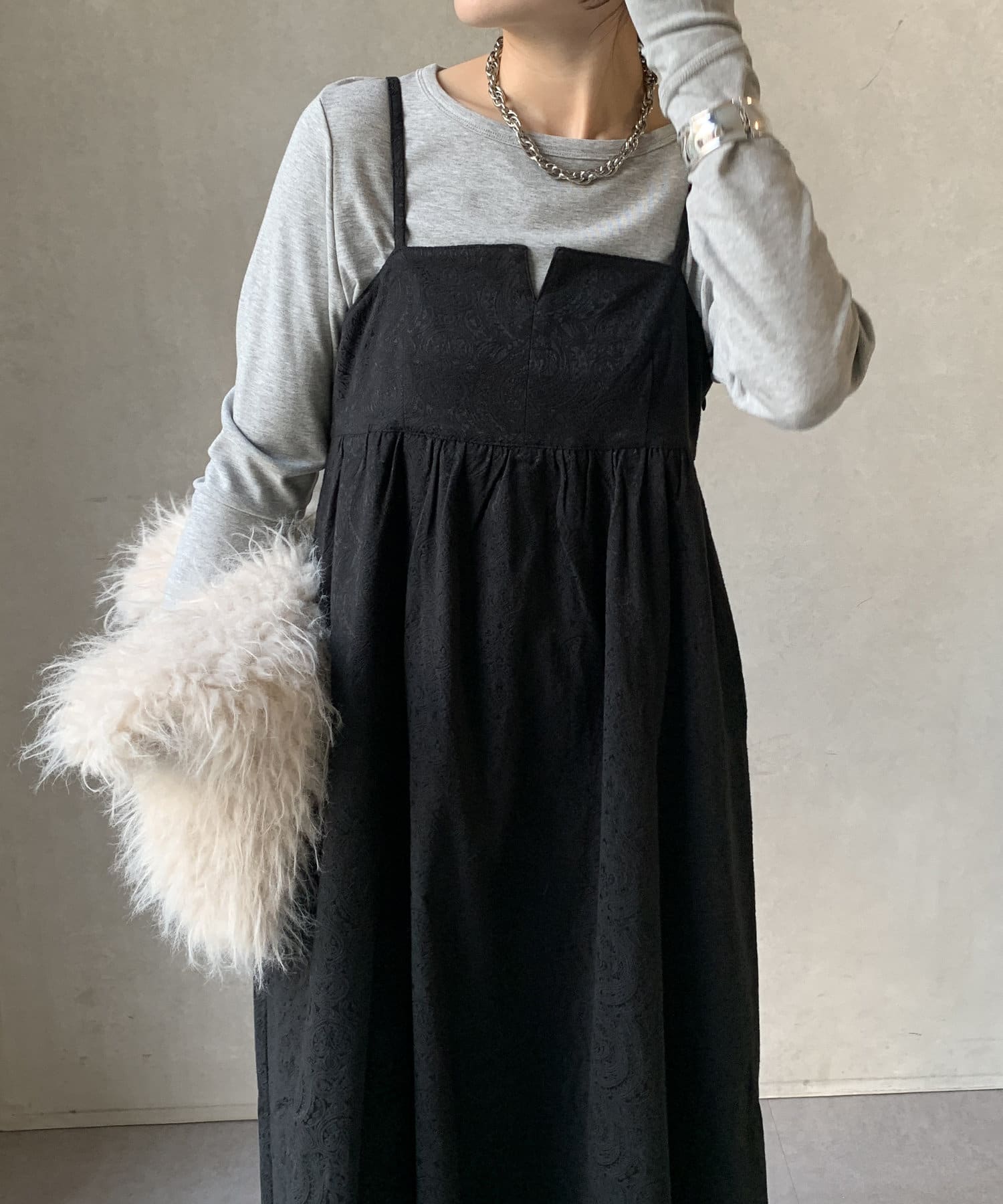 DOUDOU(ドゥドゥ) 【WEB限定】ペイズリービスチェワンピース