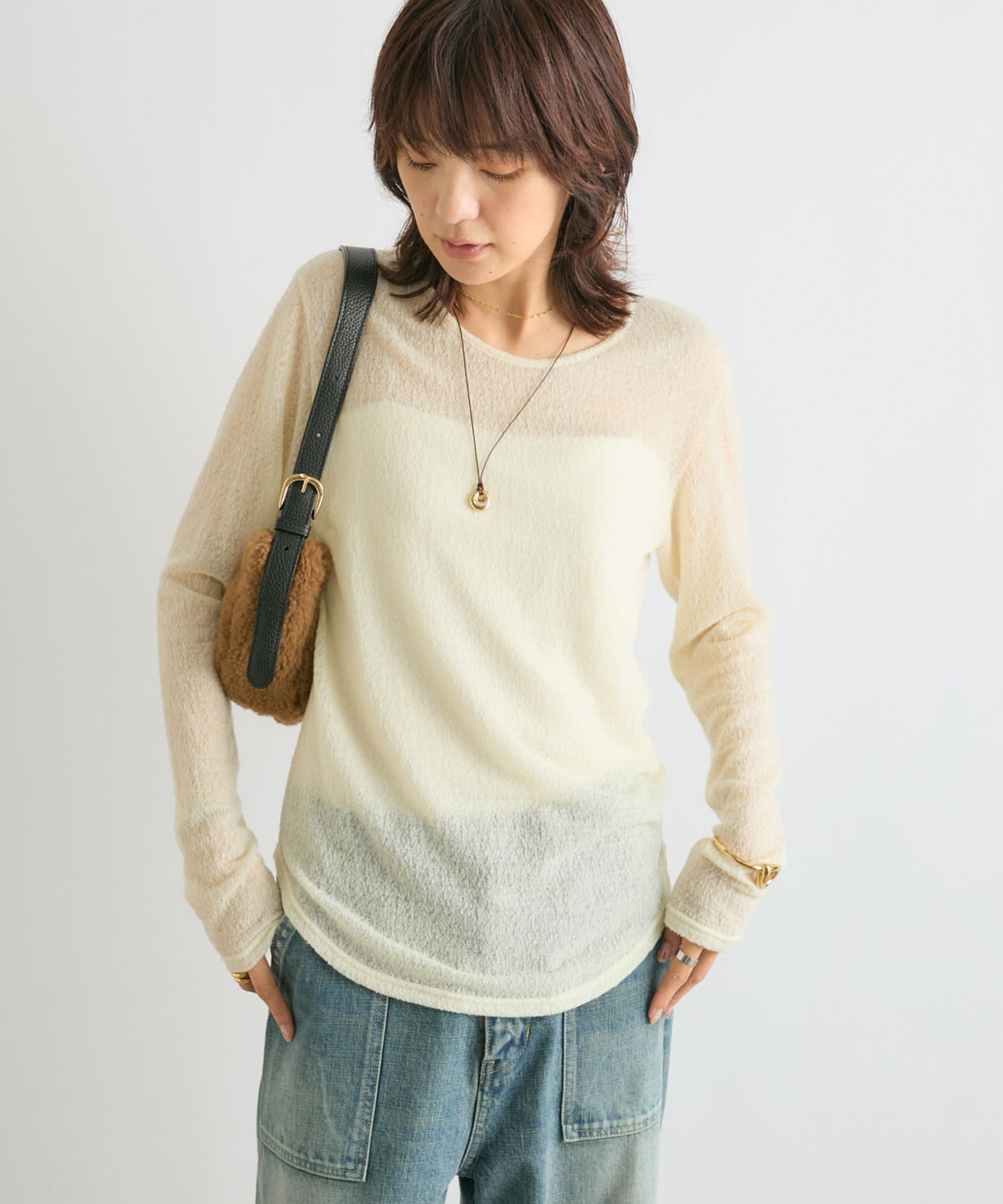 RIVE DROITE(リヴドロワ) レディース 【MYSELFbyRD（マイセルフバイリヴドロワ）】lacy LongTee アイボリー