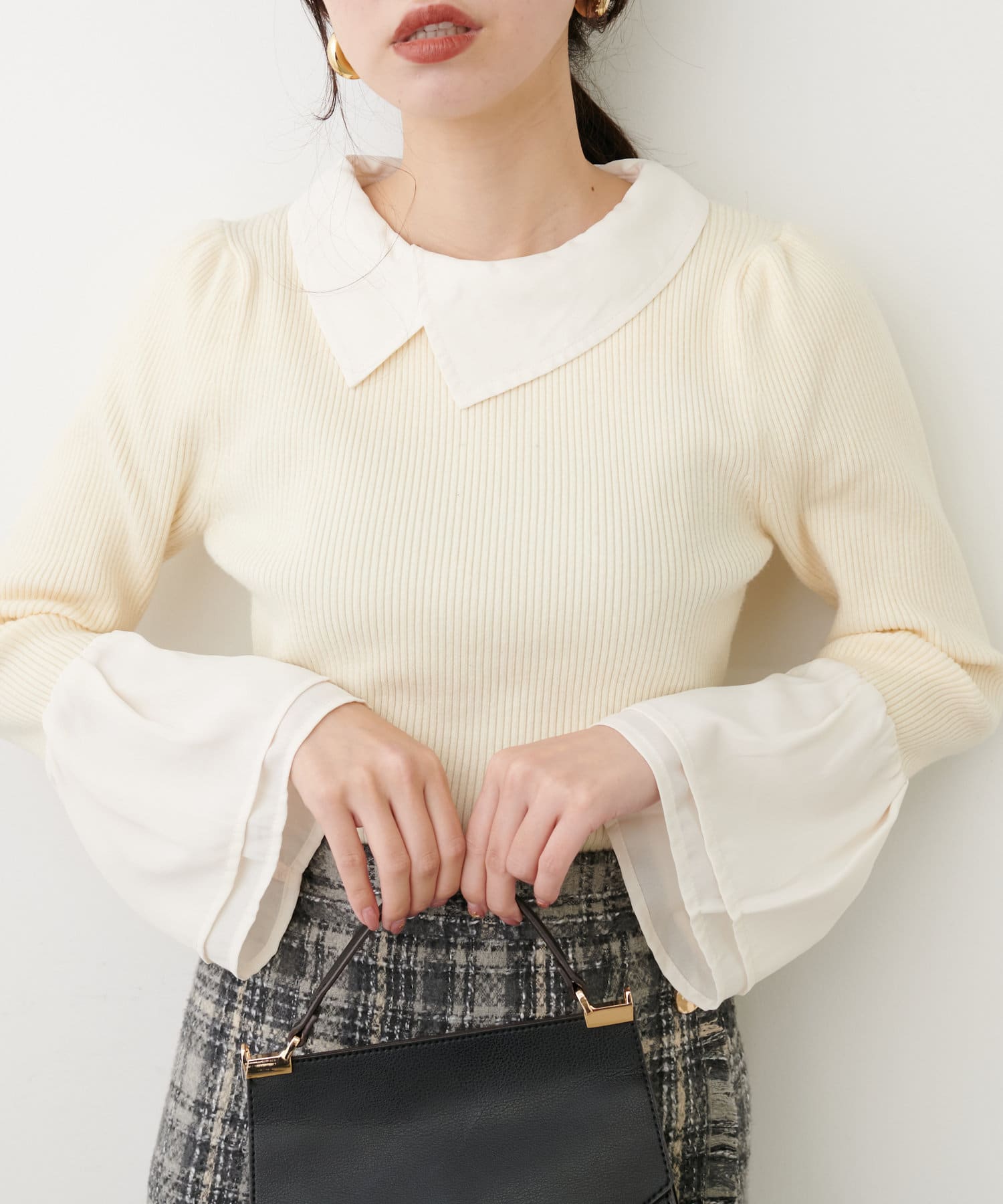 パルクロ限定 /【mizumami】アシメ衿ヒロインニット | natural