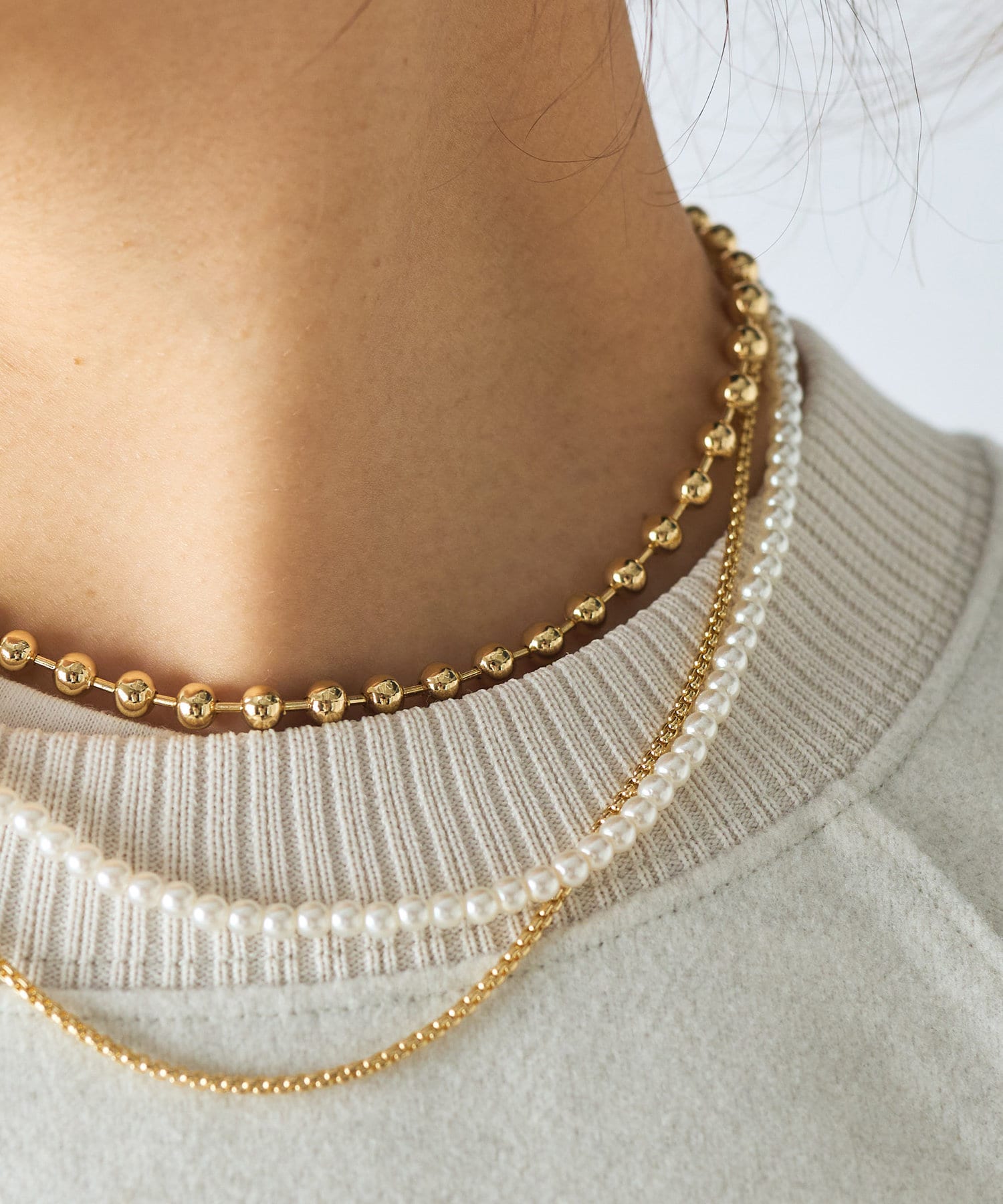 un dix cors(アンディコール) 【GOLDY(ゴールディ)】3連パールMIXネックレス