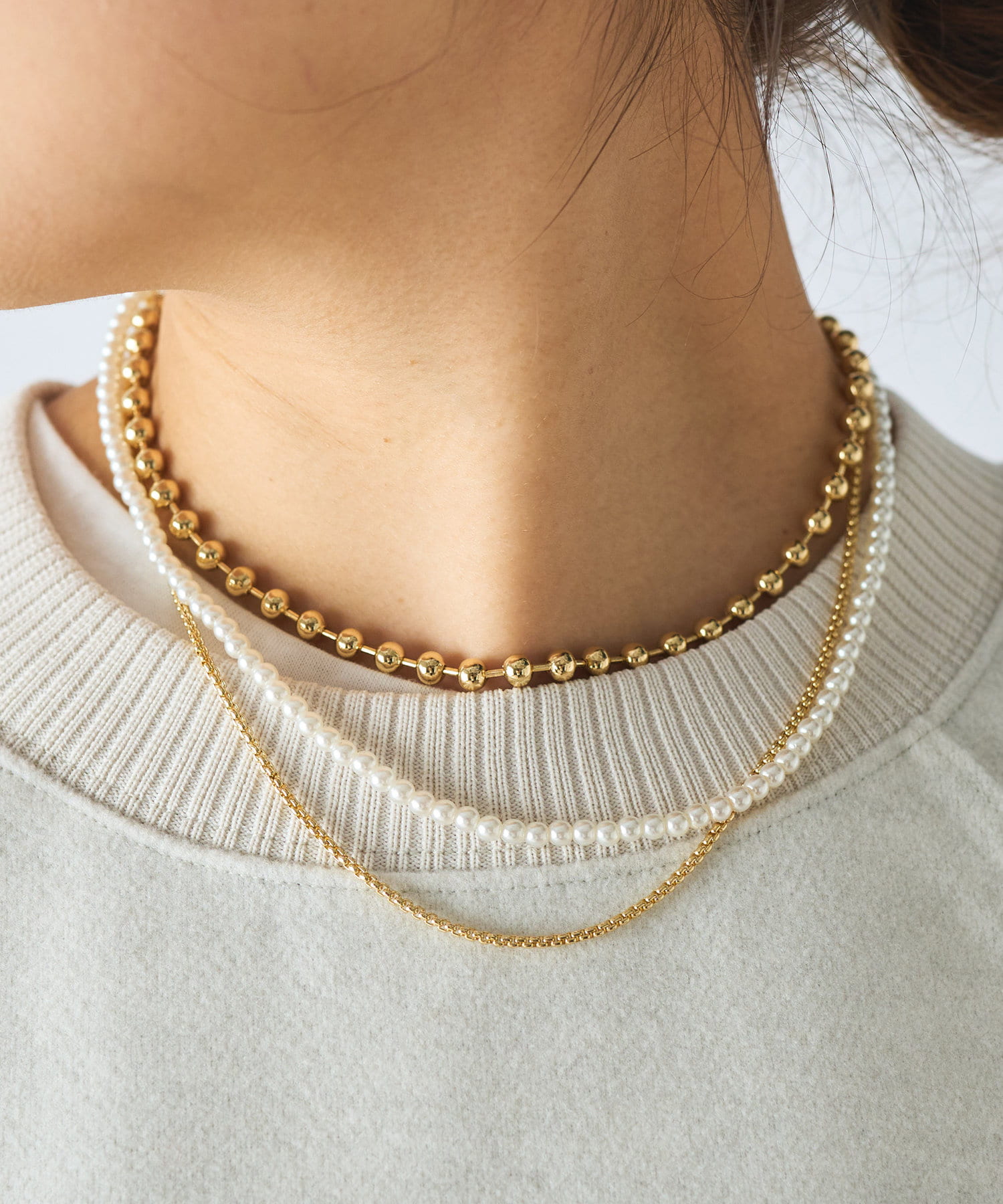 un dix cors(アンディコール) 【GOLDY(ゴールディ)】3連パールMIXネックレス