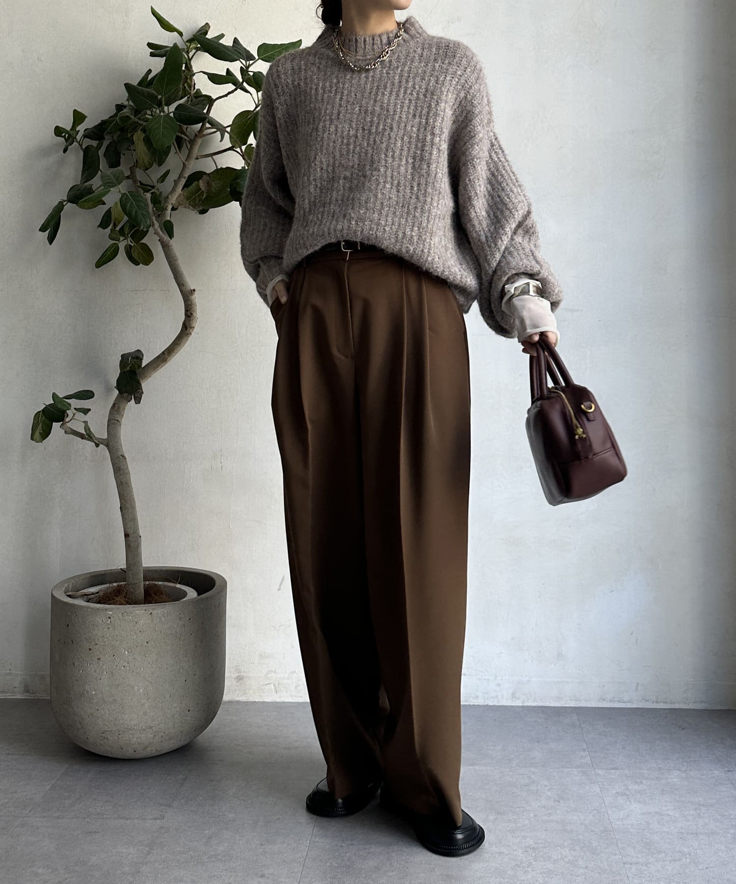 WEB限定】アルパカ風畦編みプルオーバー | DOUDOU(ドゥドゥ)レディース