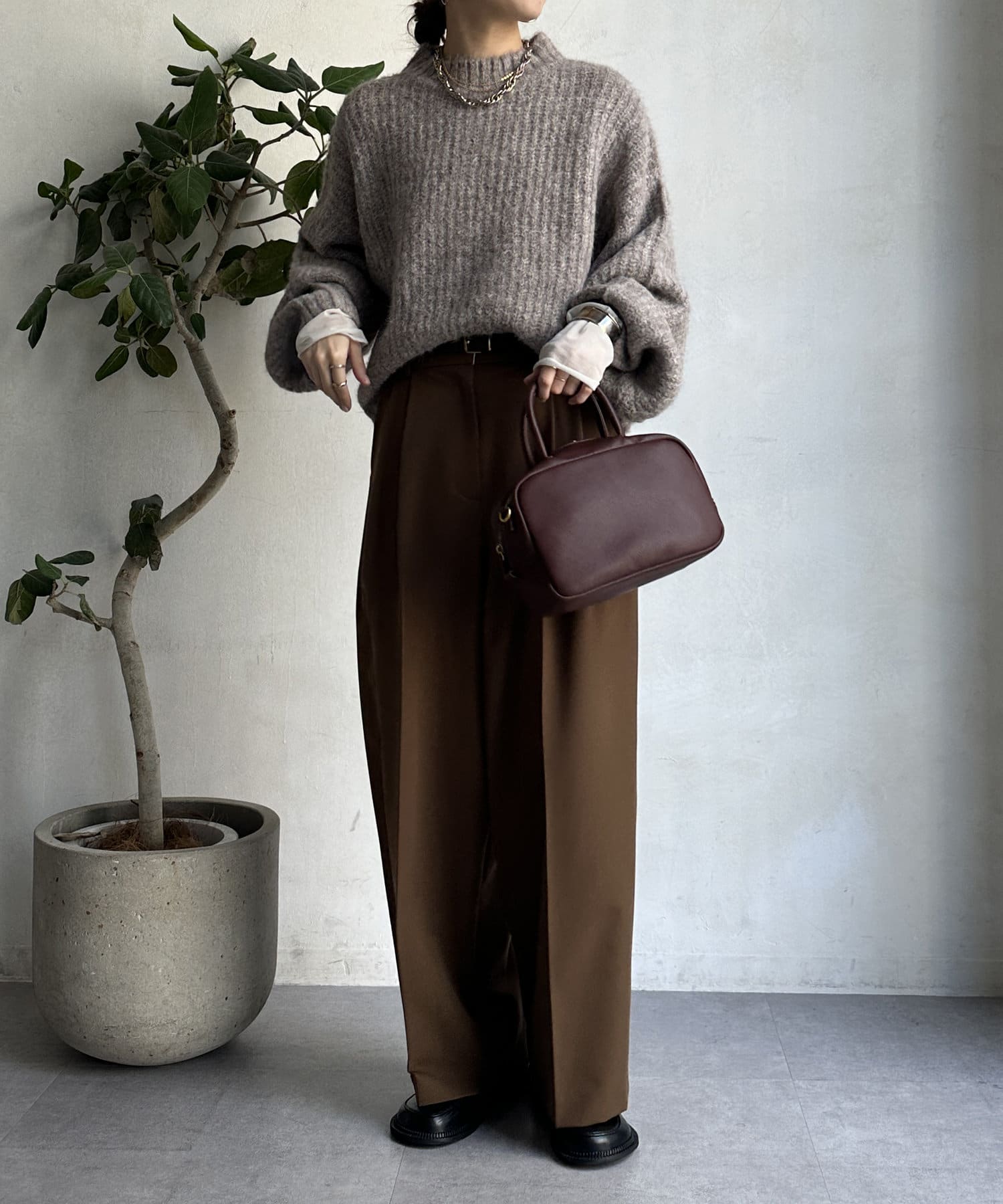 WEB限定】アルパカ風畦編みプルオーバー | DOUDOU(ドゥドゥ)レディース