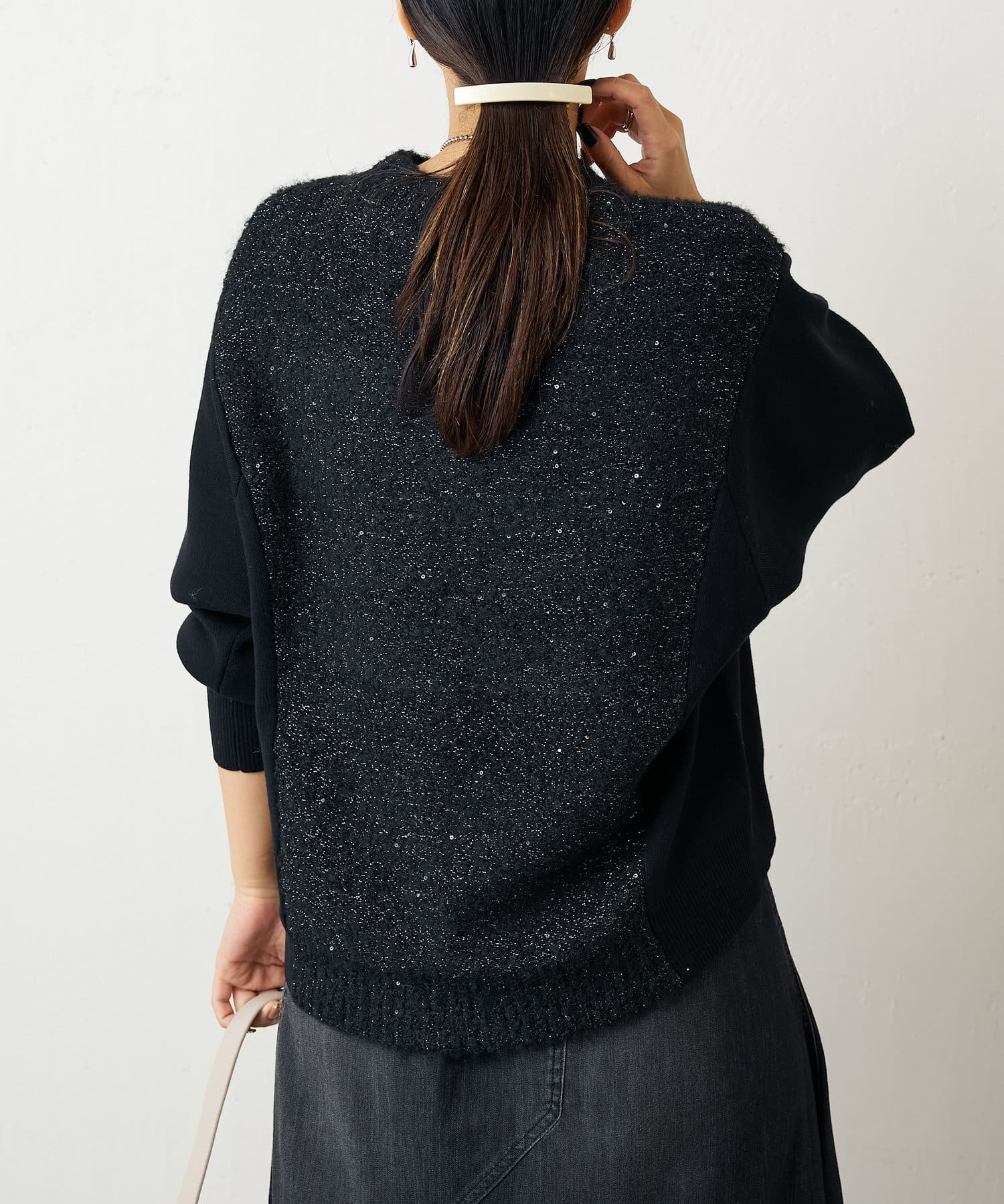 Jena　espace merveilleux(ジェナ　エスパスメルヴェイユ) スパンコール異素材ニット