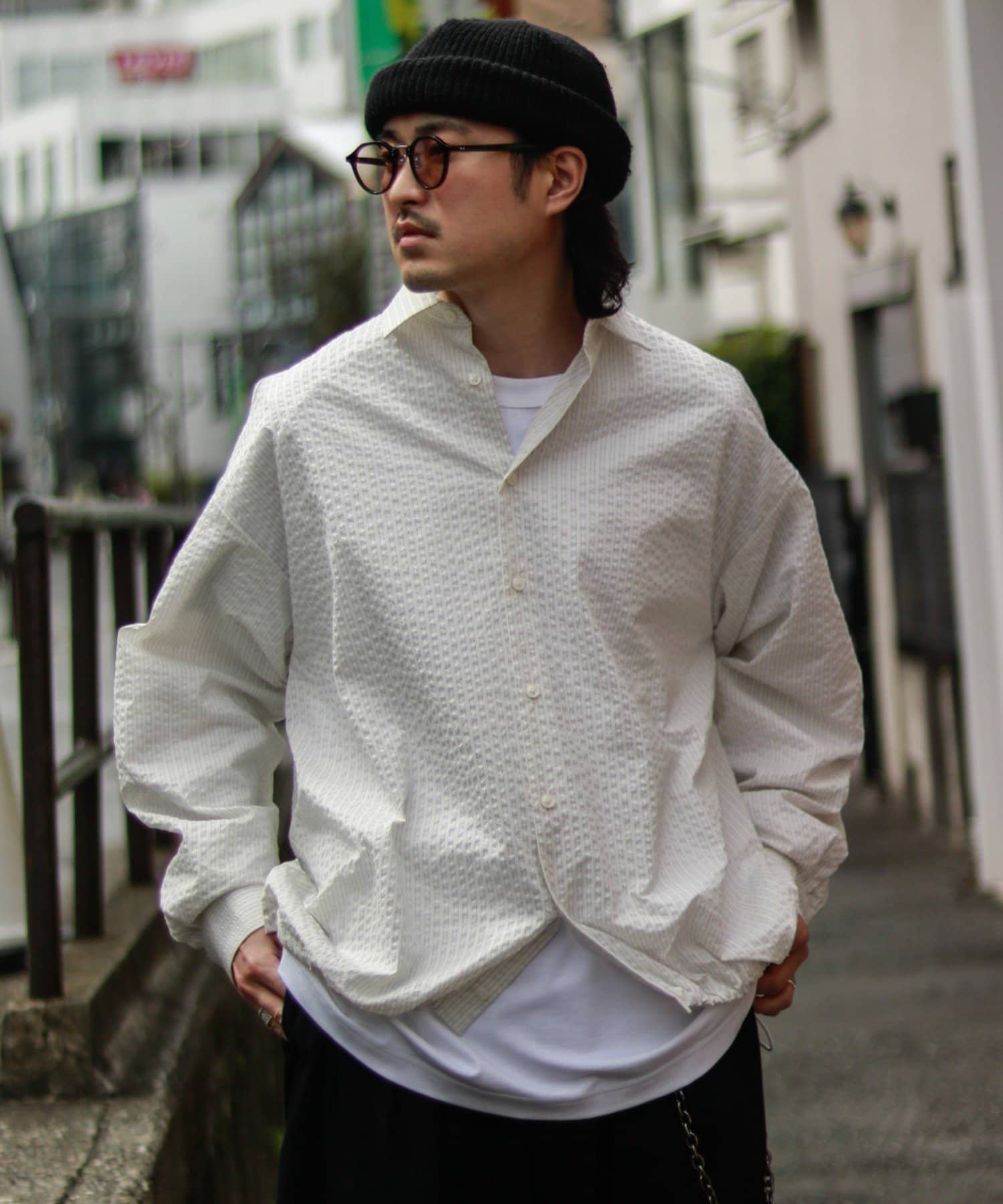 Lui's(ルイス) メンズ COOLMAXコード付シャツブルゾン ホワイト