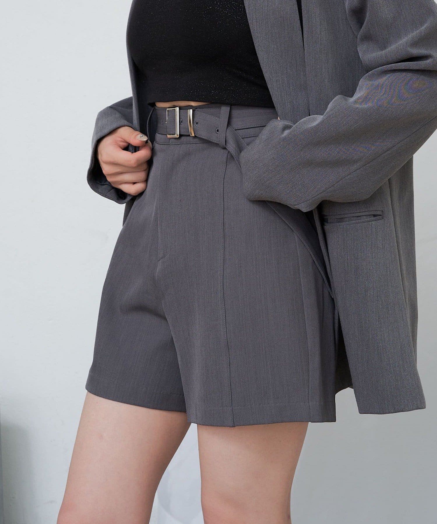 OUTLET(アウトレット) 【RAY CASSIN】ステッチ入りベルト付きハーフショートパンツ