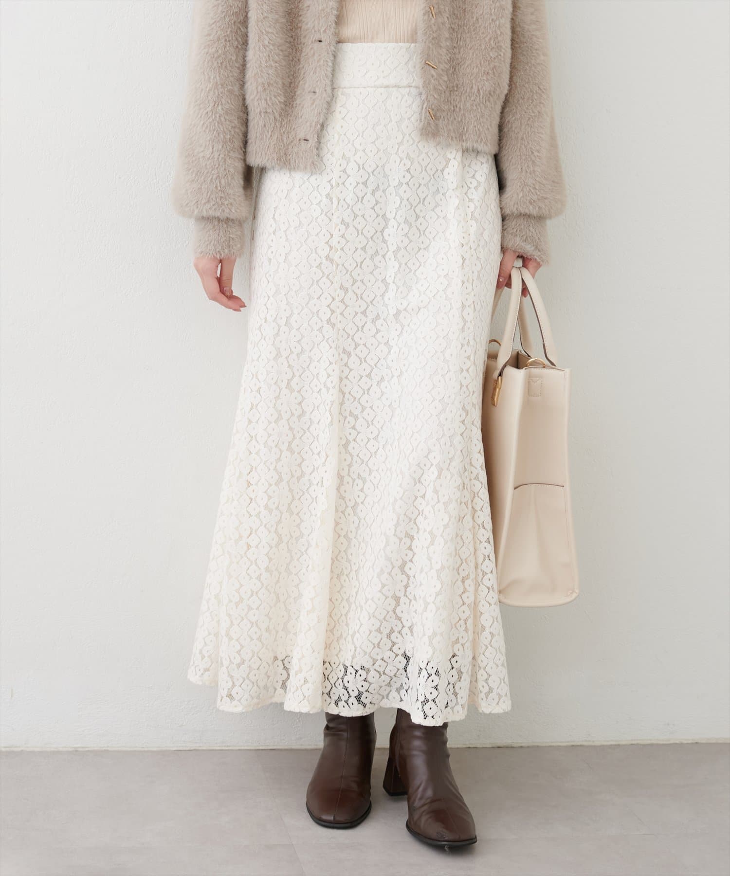 20-60代 人気ファッションブランド ベロアレースマーメイドスカート | natural couture(ナチュラル スカート
