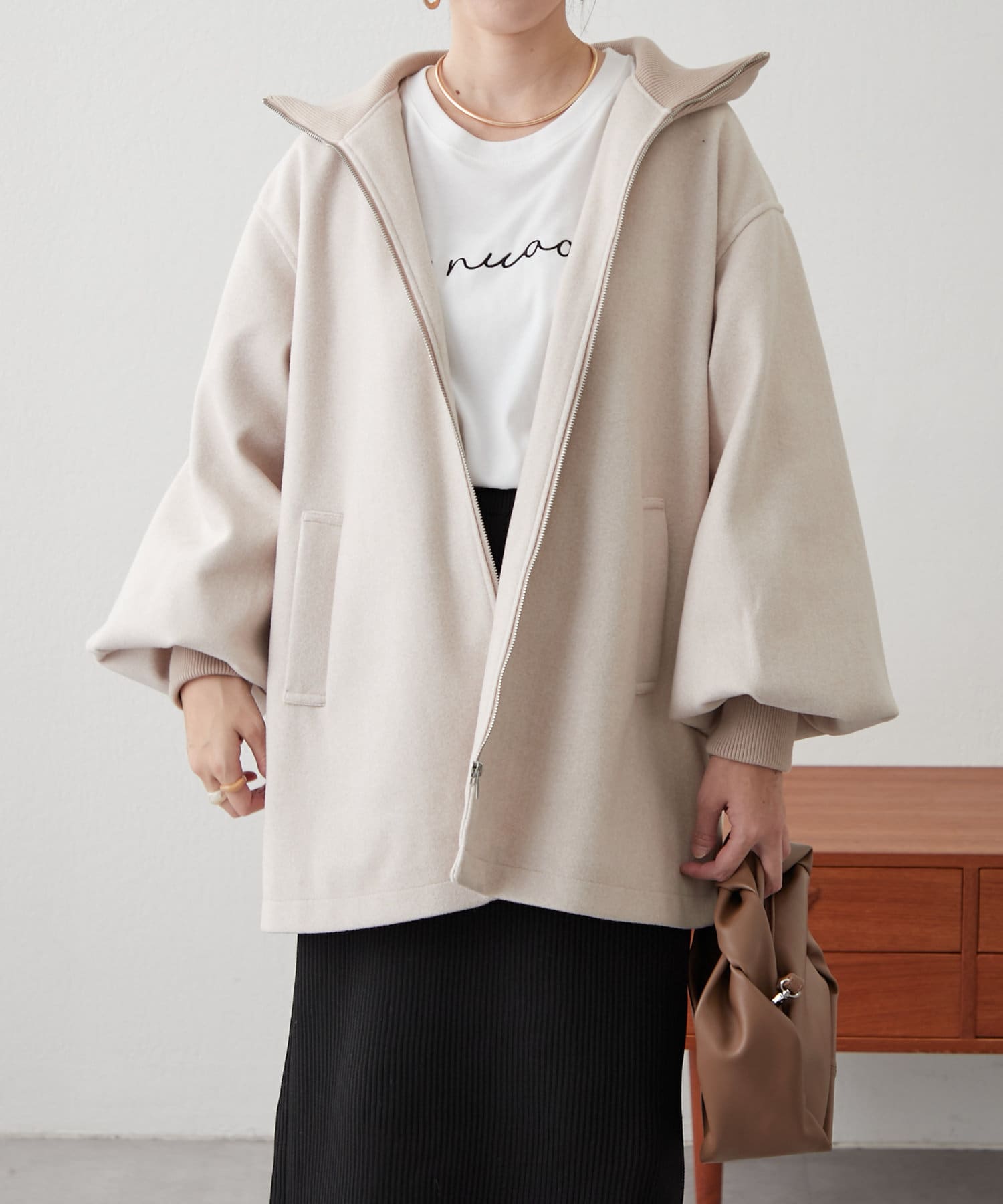 リブカラーミドルZIPコート | Remind me and forever(リマインドミー