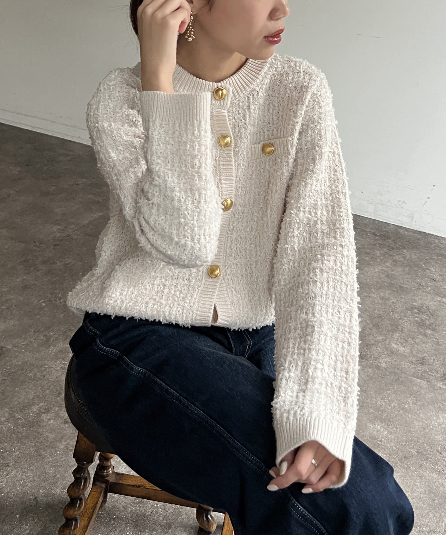 sheller オリジナルツイードカーディガン