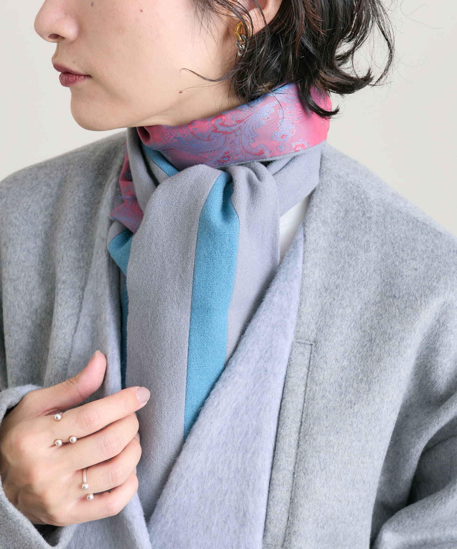 ear PAPILLONNER(イア パピヨネ) 【ENGLISH TRADITION  TIE & SCARF 】#U/C SCARF with Paisley lining /ライン入りスカーフ/マフラー