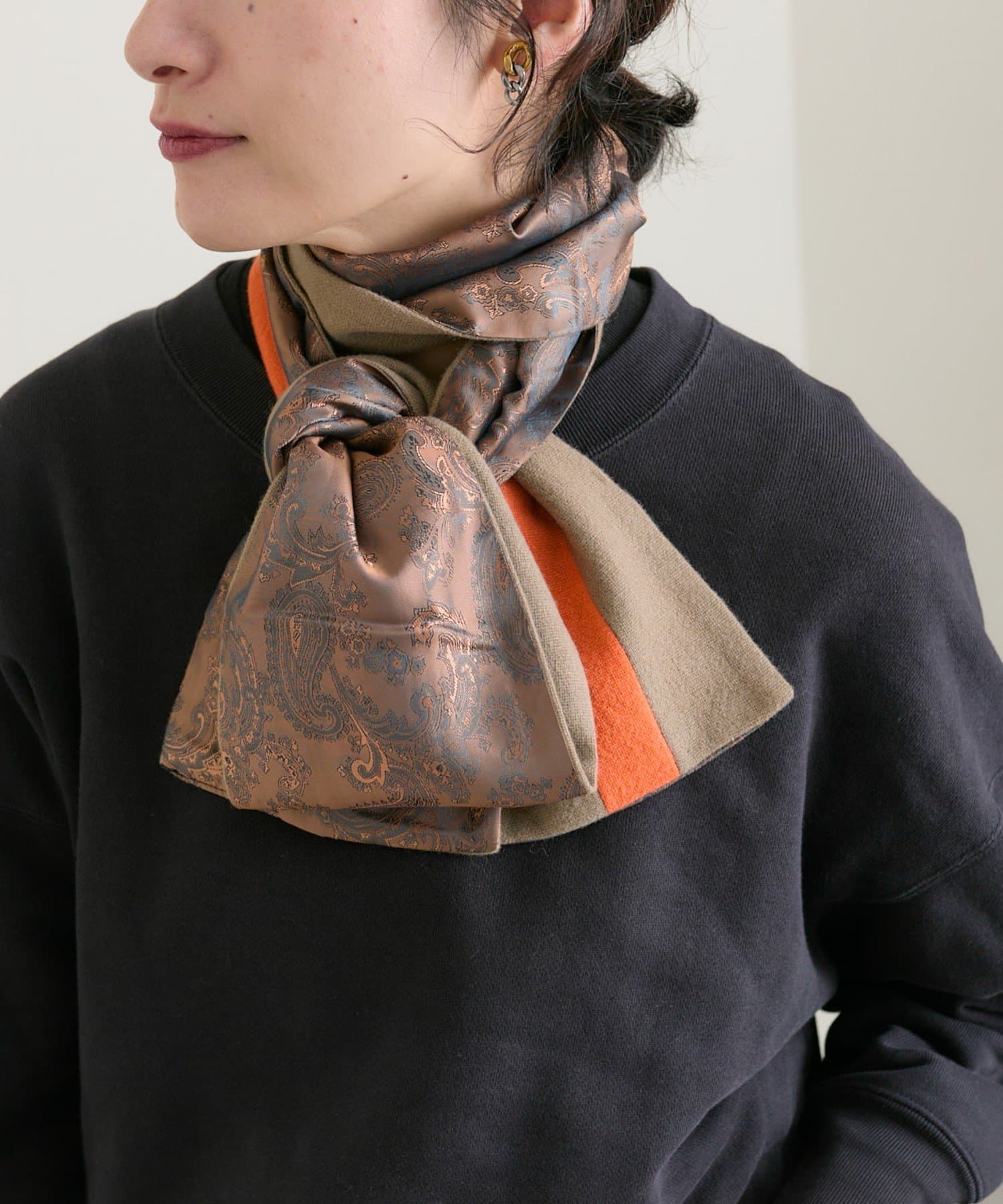 ear PAPILLONNER(イア パピヨネ) 【ENGLISH TRADITION  TIE & SCARF 】#U/C SCARF with Paisley lining /ライン入りスカーフ/マフラー