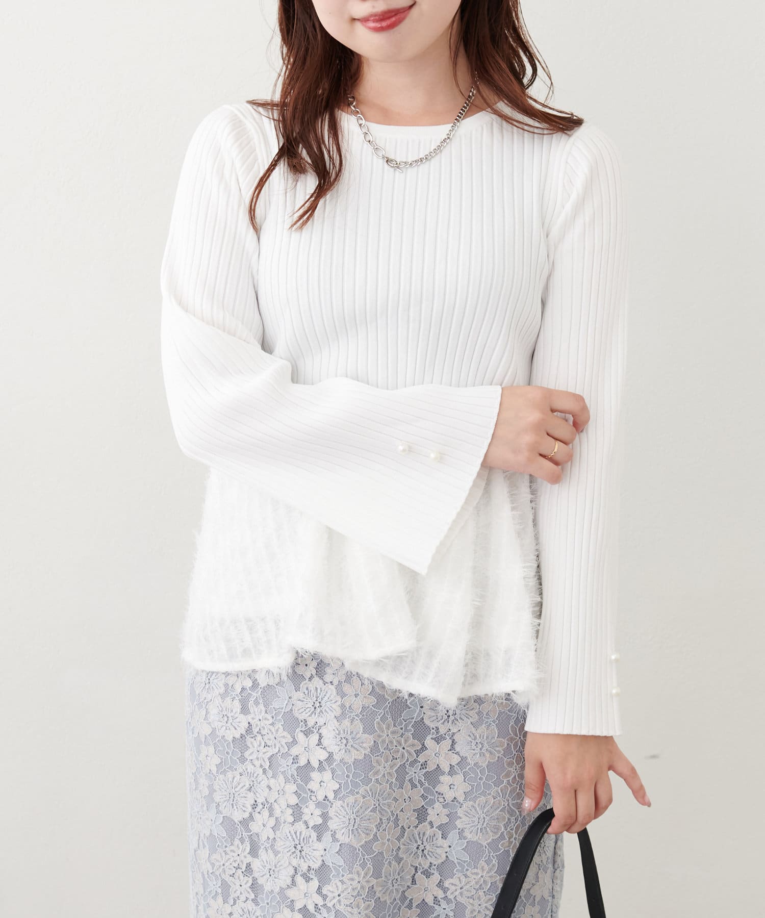 【完売色】オーガンジーぺプラムドッキングニット バターイエロー【即購入可】 オーガンジーペプラムドッキングニット｜PETAL ONLINE（ペタル