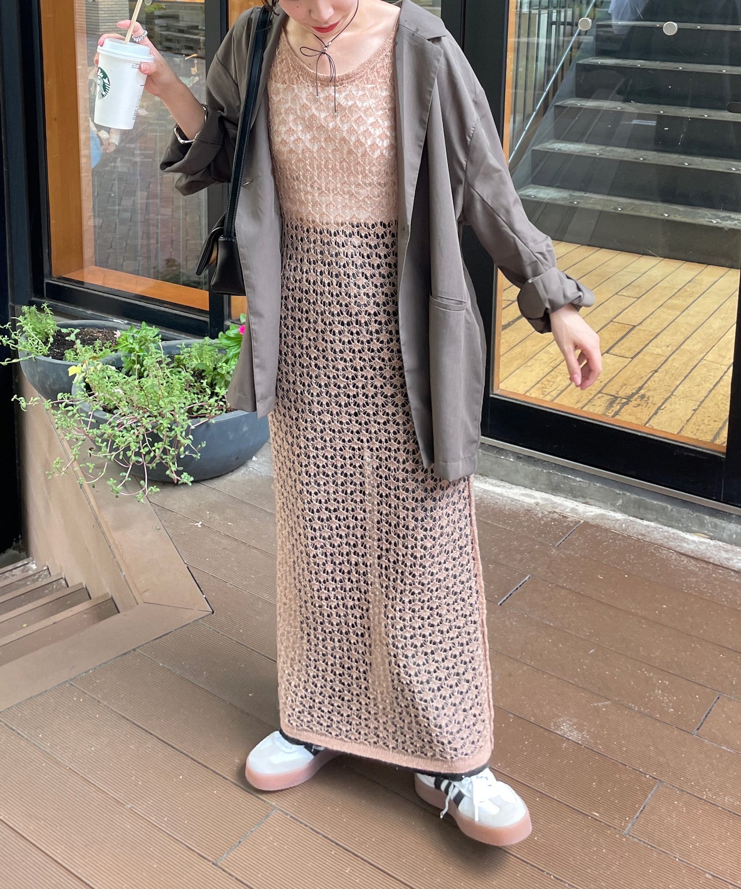 OUTLET(アウトレット) 【Kastane】シアーニットワンピース