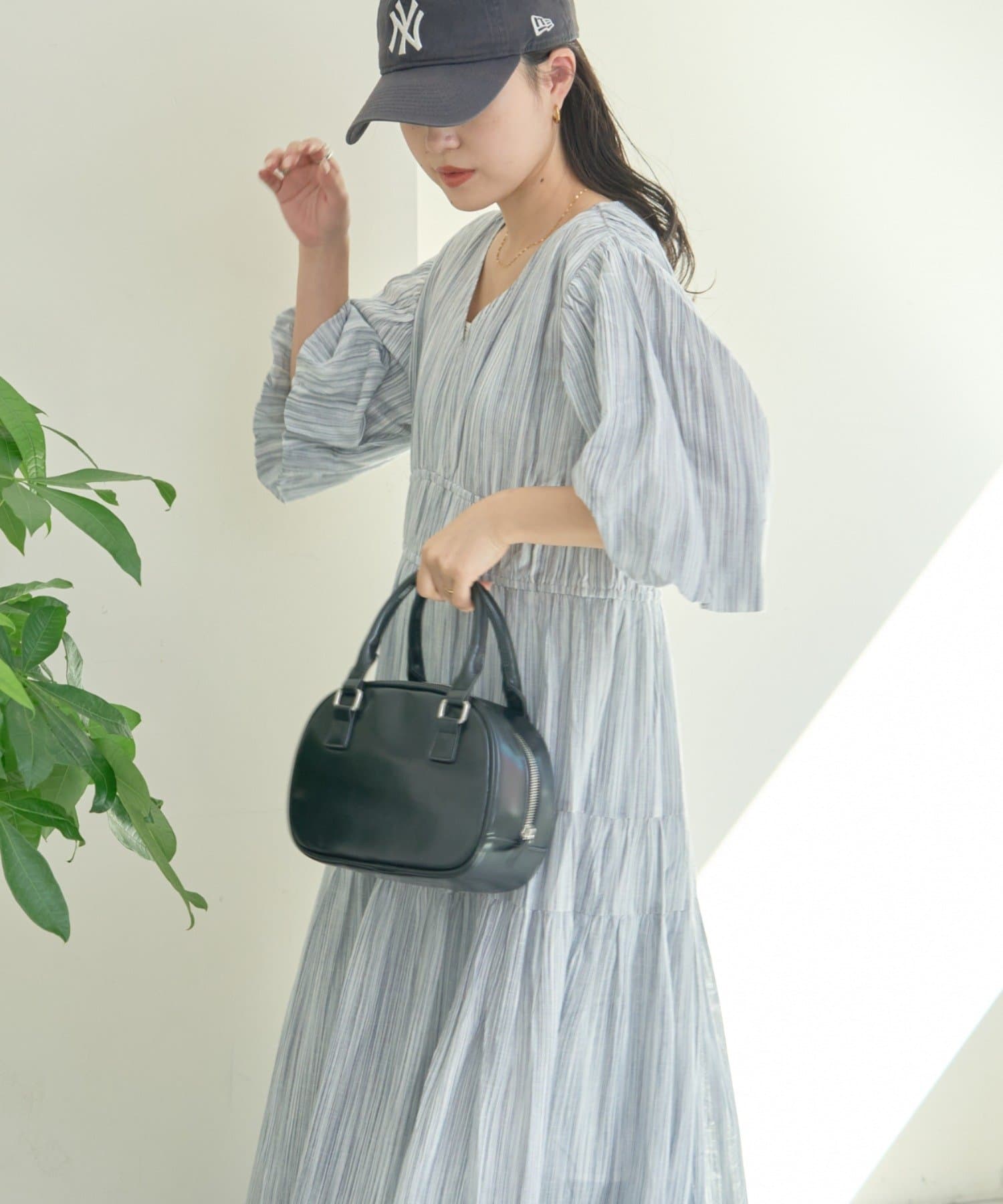 全国総量無料で WEB限定】【india】すっきり見えストライプバルーンスリーブV 服&ファッション小物